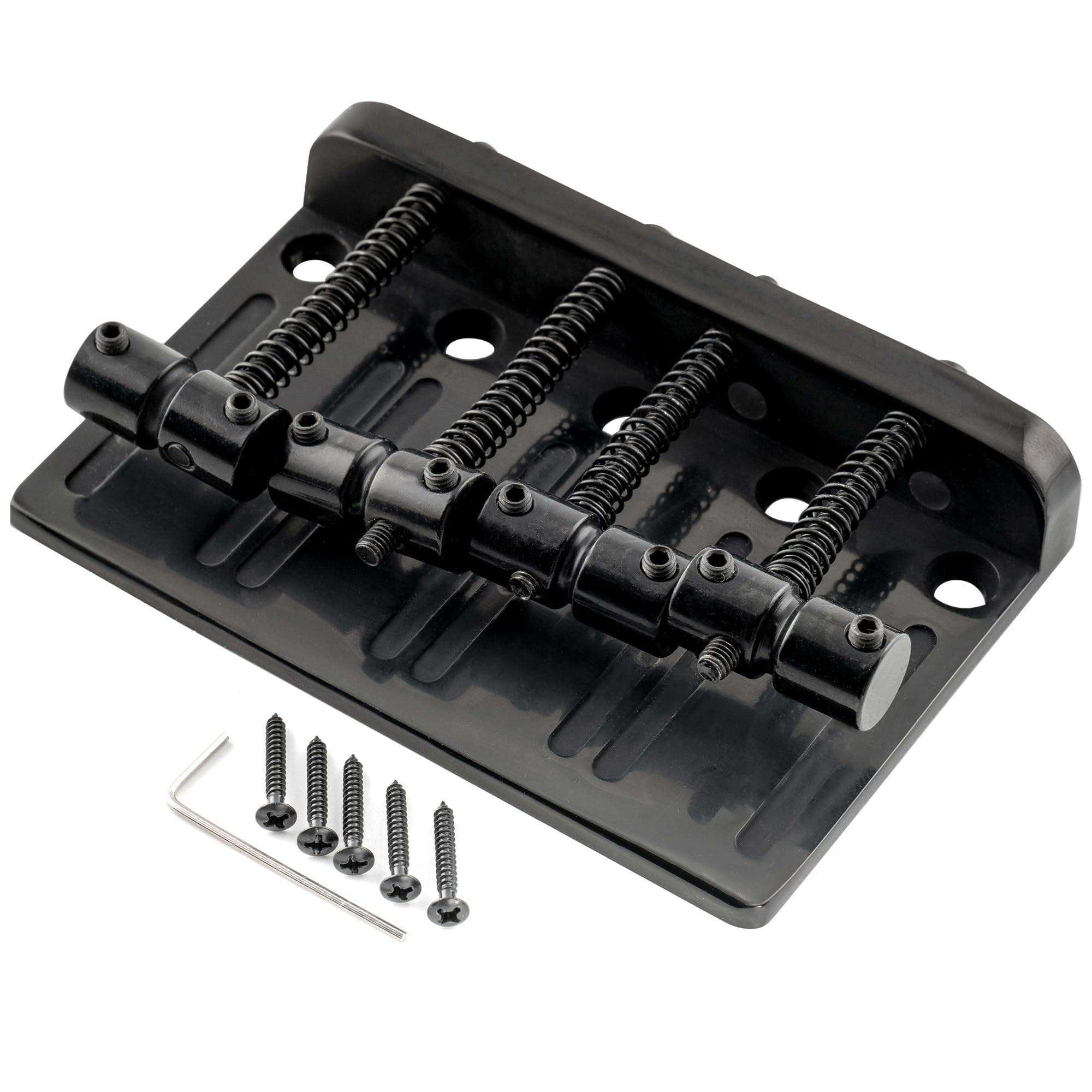 Musiclily Pro 57mm (2-1/4 inch) String Spacing Heavy Duty 4-String Bass Bridge Assembly, Black