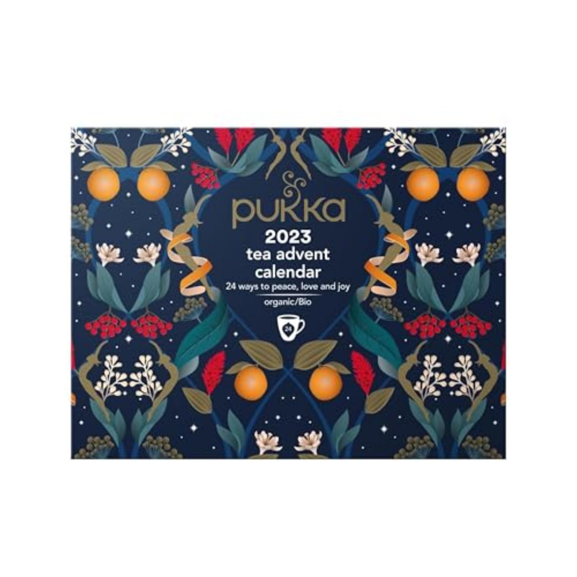 Pukka 2023 Advent Calendar Organic Tea, Herbal Tea Variety Pack, Selection of 24 Delightful Black & Green Teas and Infusions, 100% Organic