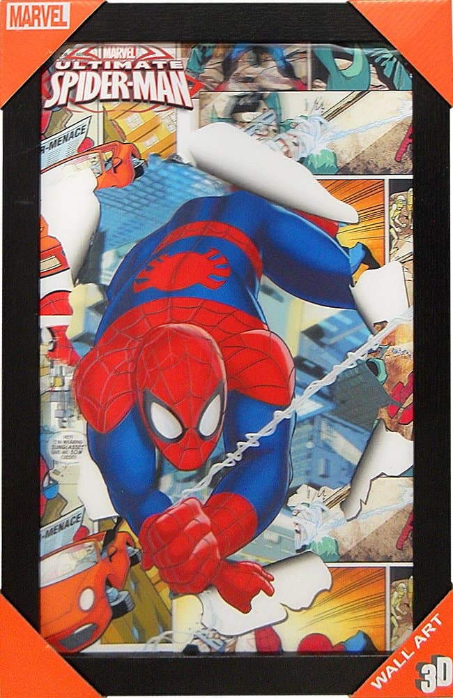 Marvel's Avengers Heroes 3D Picture 11" x 17" :Captain America Iron Man Thor Hulk Spider-man 3D Lenticular Poster Artwork Wall Decor Animated Image Framed w/Black Frame (Avengers Spider-Man)