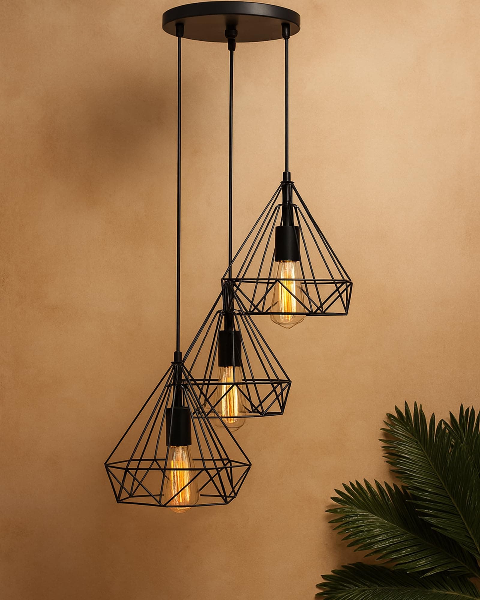 Hanging Light Diamond Cluster, Ceiling Lights for Home Decoration, Pendant Light Living Room, Chandelier for Living Room Modern Diwali Decoration Items - Black (Pack of 1)