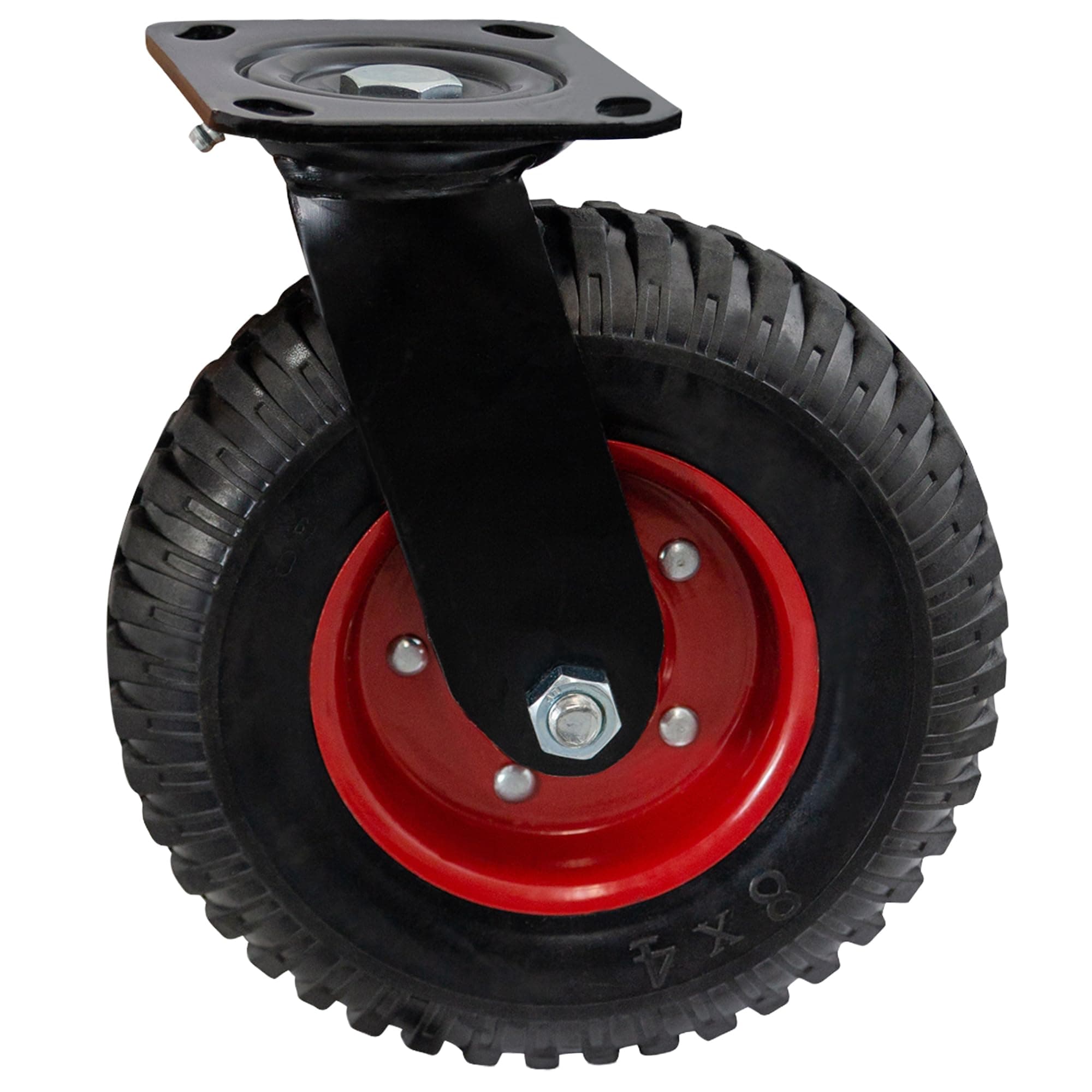 Houseables 8 Inch Caster Wheels, Swivel Wheels, Rubber Casters, Large, for Cart, Heavy Duty, Outdoor, Off Road, Offroad, All Terrain, Flat Free Tire, No Flat, Industrial, Castor, Dolly, Utility Cart