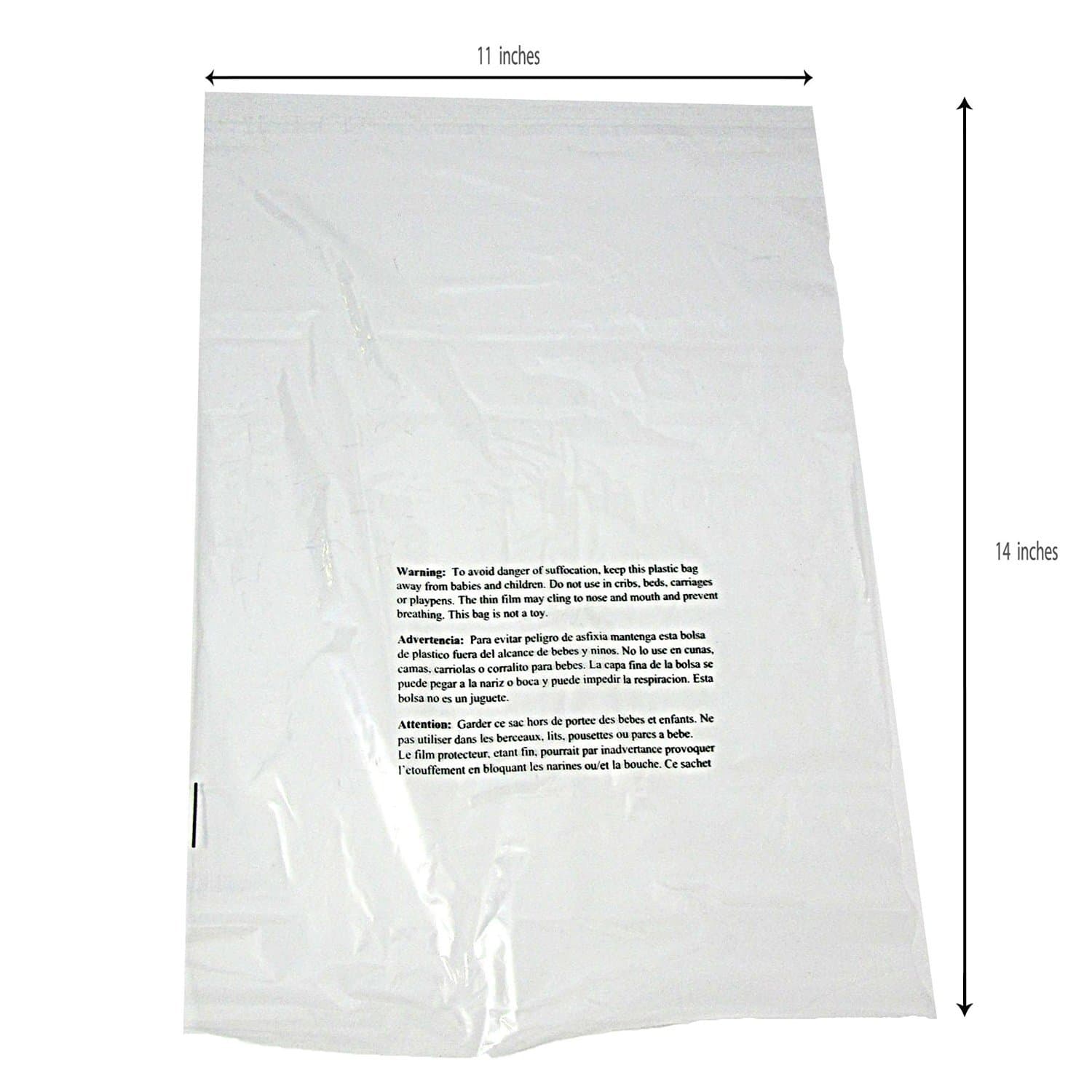 Suffocation Warning Poly Bag, 1.5ml Self-sealed, 200 Count 11x14