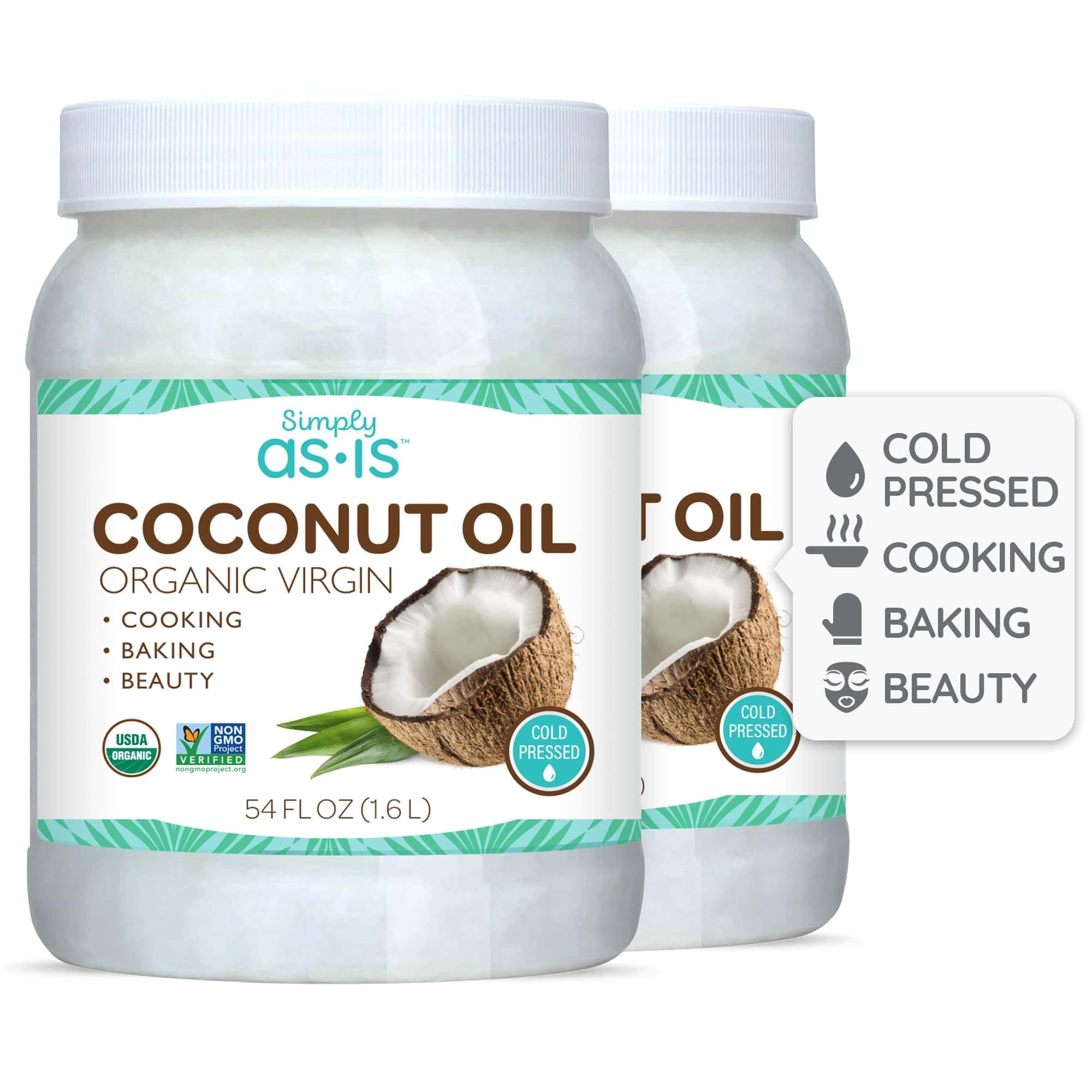 Simply as-Is Organic Virgin  Coconut Oil (2 pack - 54 fl oz each)