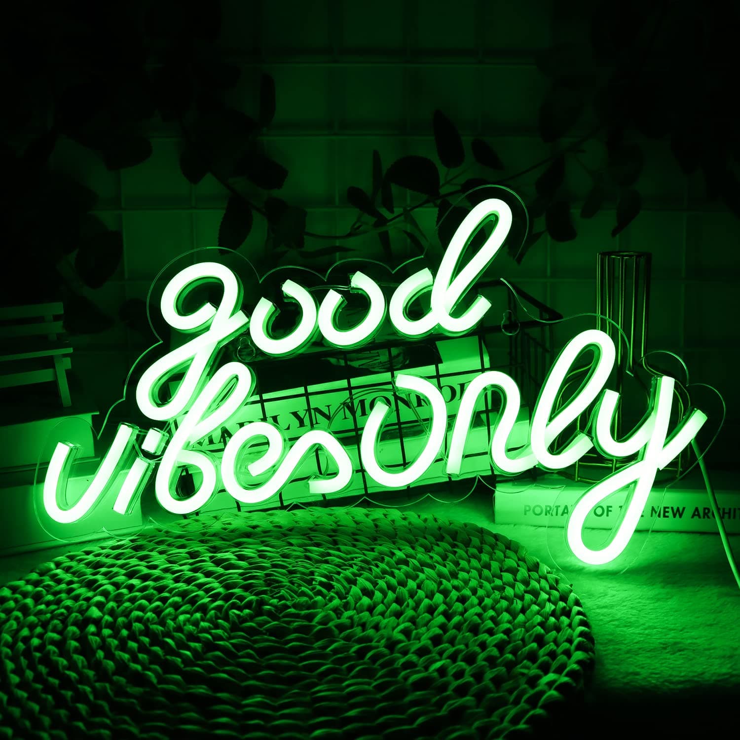 Good Vibes Only Neon Signs for Wall Decor Neon Lights Led Signs Suitable for Living Beer Bar Game Room Hotel Birthday Party Restaurant Christmas Unique Gift for Lover, 16.5 * 10 Inch(Green)