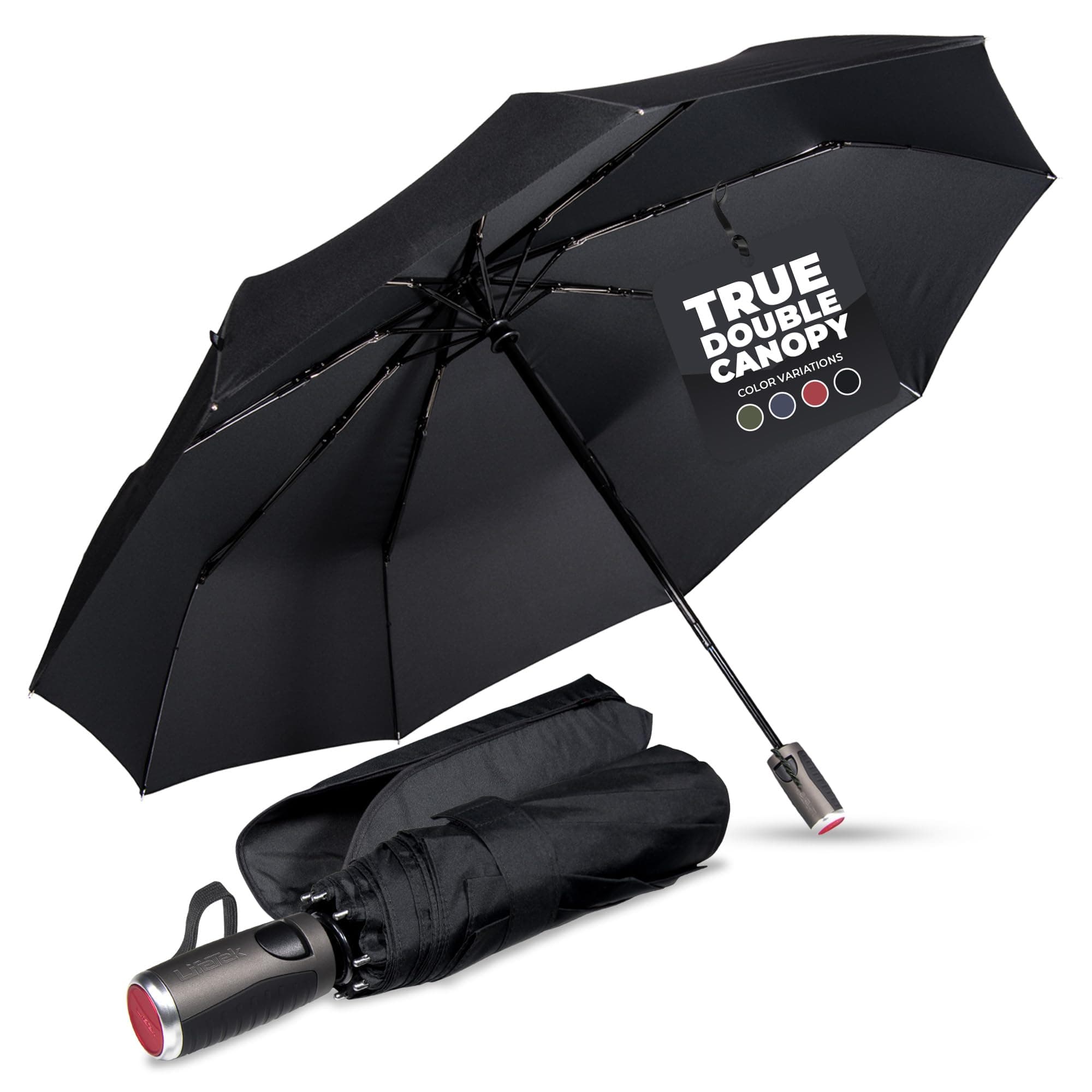 Premium Travel Umbrella - Windproof & Compact for Men & Women, Automatic Open Close, Fits in Purse Laptop Bag or Backpack, Strong Frame for Heavy Rain & Sun UV Protection