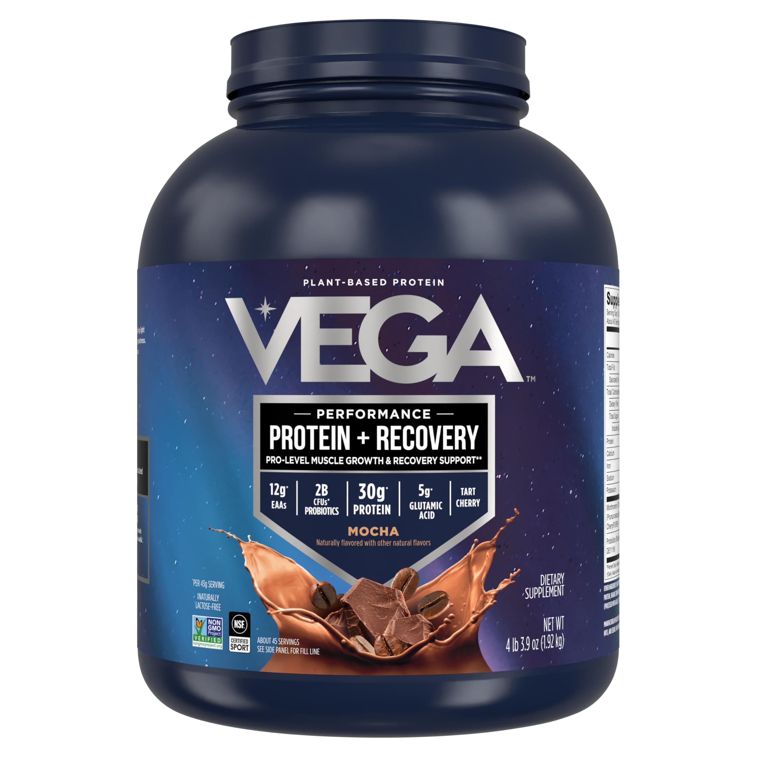 Vega Sport Premium Vegan Protein Powder, Mocha - 30g Plant Based Protein, 5g BCAAs, Low Carb, Keto, Dairy Free, Gluten Free, Non GMO, Pea Protein for Women & Men, 4.3 lbs (Packaging May Vary)