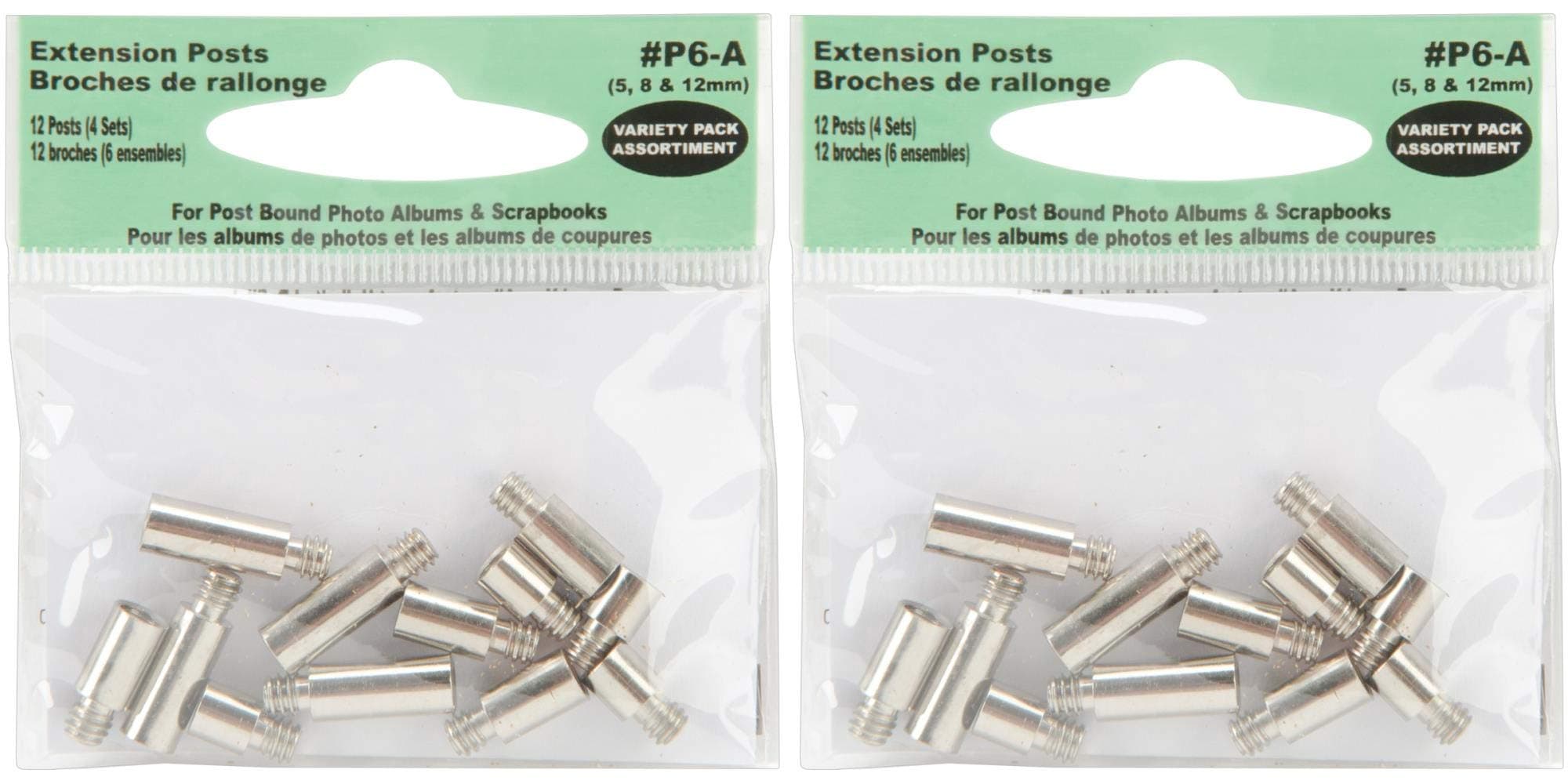 Pioneer P6A Extra Variety Pack 5, 8, 12mm Extension Posts (6 Sets) f/All Post Bound Albums (2 Pack)