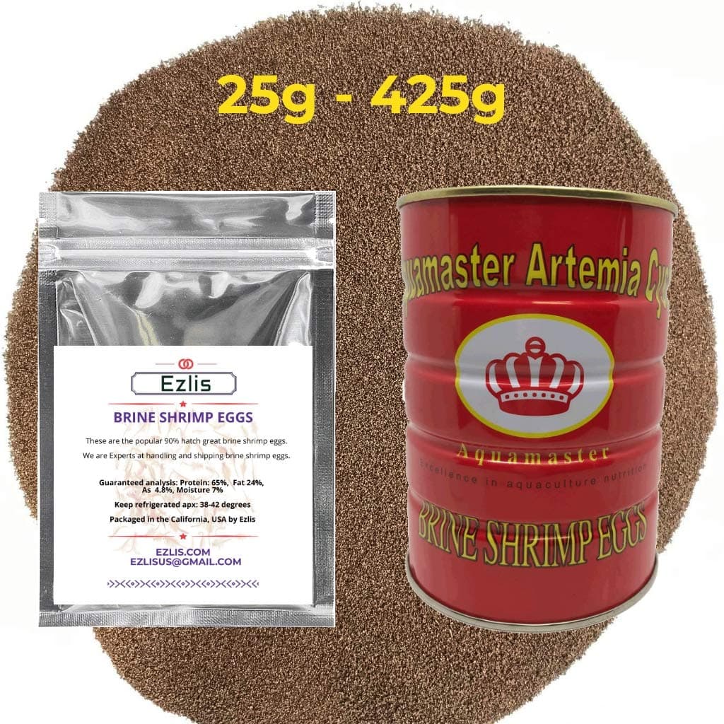 Ezlis Brine Shrimp Eggs, Artemia Cysts 90% Hatch Rate Brine Shrimp Eggs, Baby Fish Food, Fry Foods and Reef Tanks, High-Protein Food Source for Live Freshwater, Saltwater Marine Fishes (100 Grams)