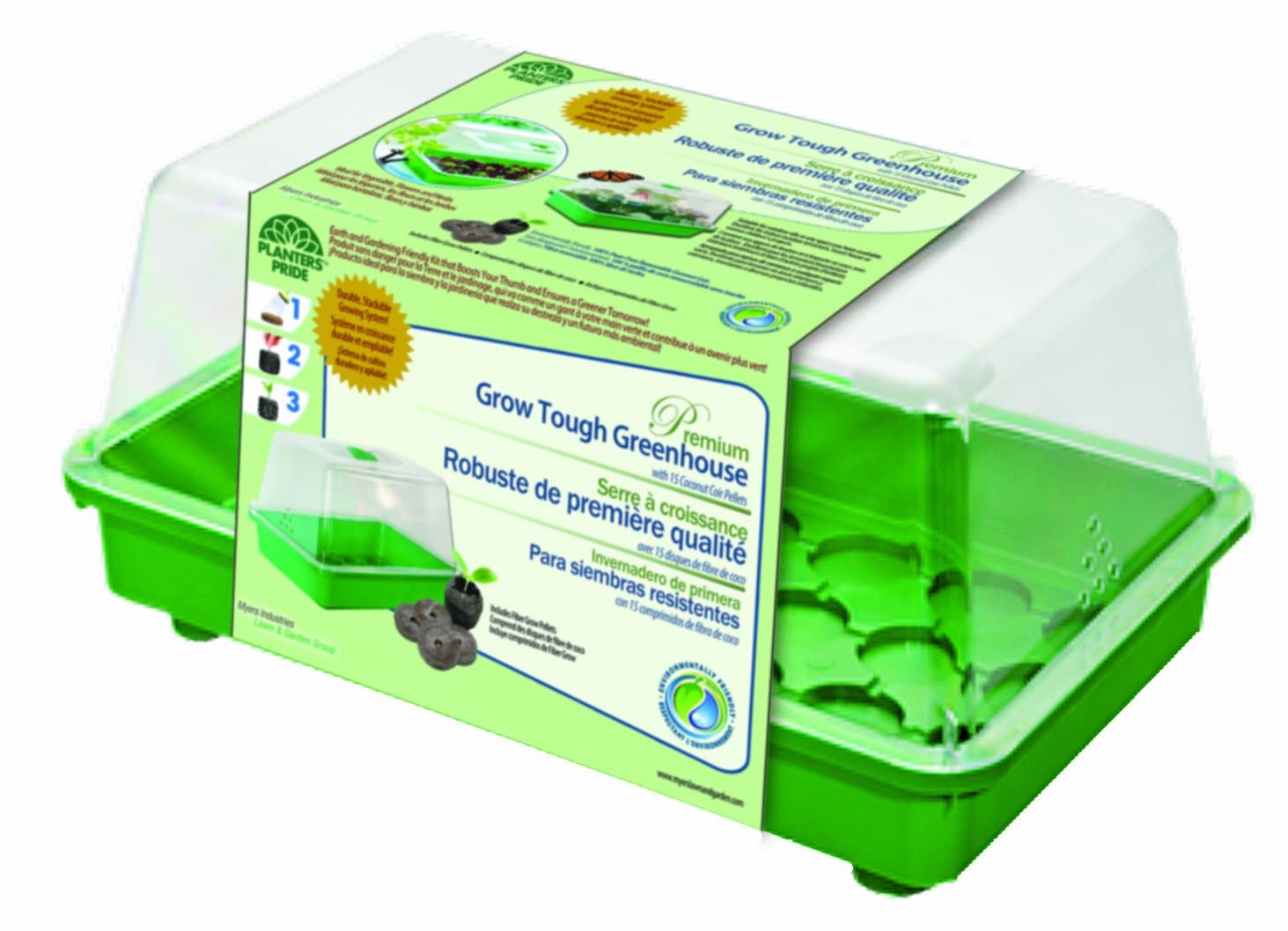 PLANTERS' PRIDE 28-Pellet Grow Tough Greenhouse with Pellets, Jungle Green