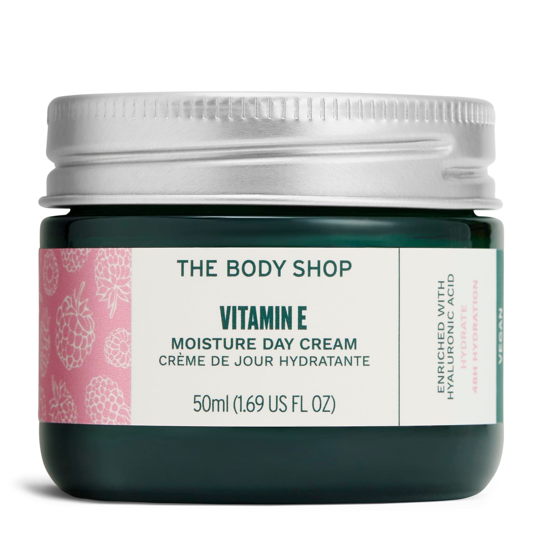 The Body Shop Vitamin E Moisture Day Cream (1x 50ml), Lightweight Face Moisturiser Suitable for Dry Skin, 48hr Hydrating Face Cream with Hyaluronic Acid & Vitamin E Moisturiser
