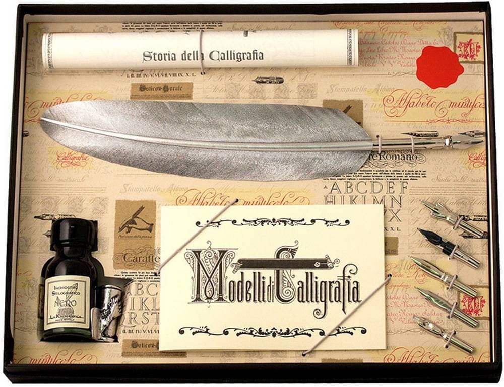 Coles Calligraphy Feather Quill & 5 Nib Set