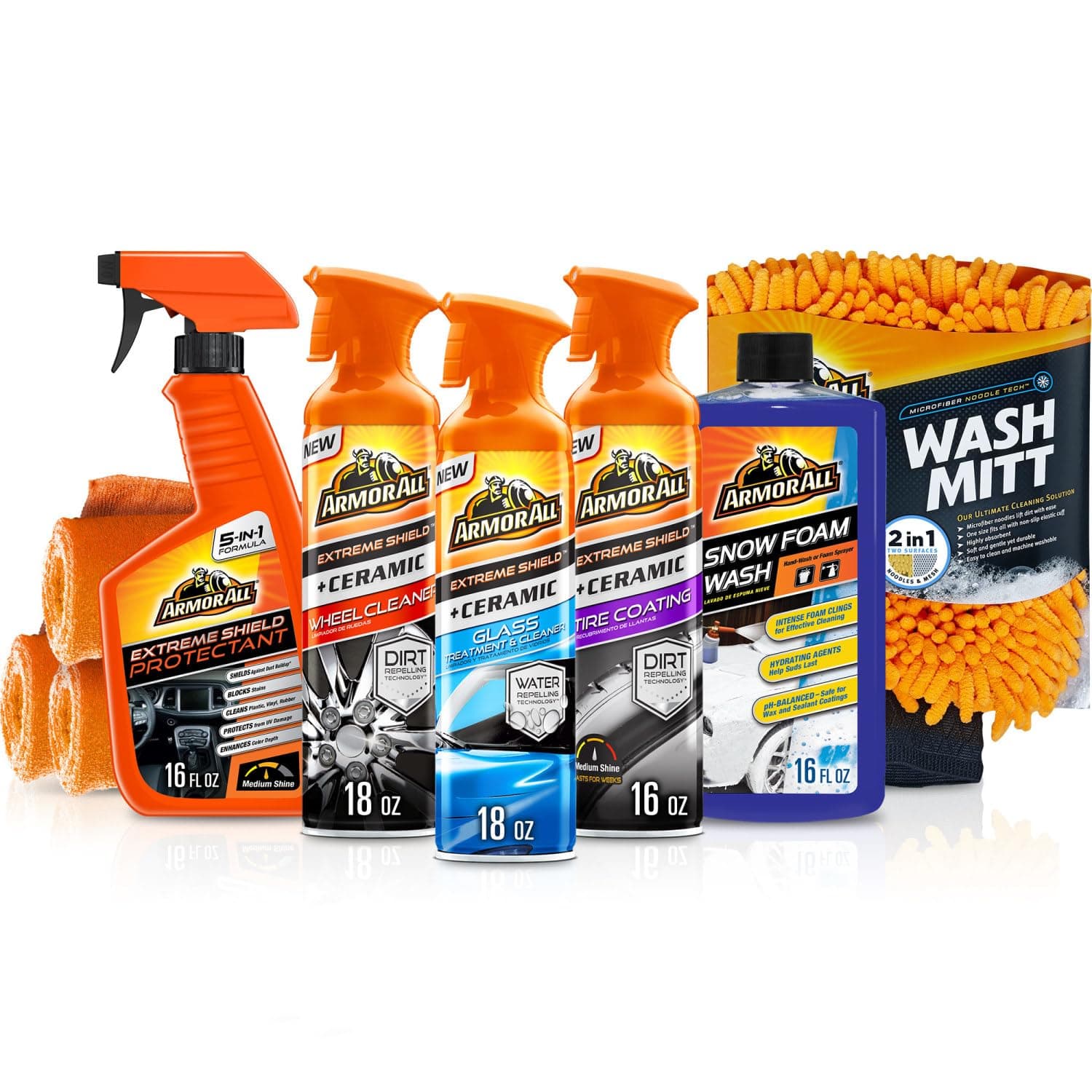 Ultimate Car Detailing Kit, Includes Car Wash, Glass Cleaner, Tire Cleaner, Microfiber Accessories (9 Piece Kit)