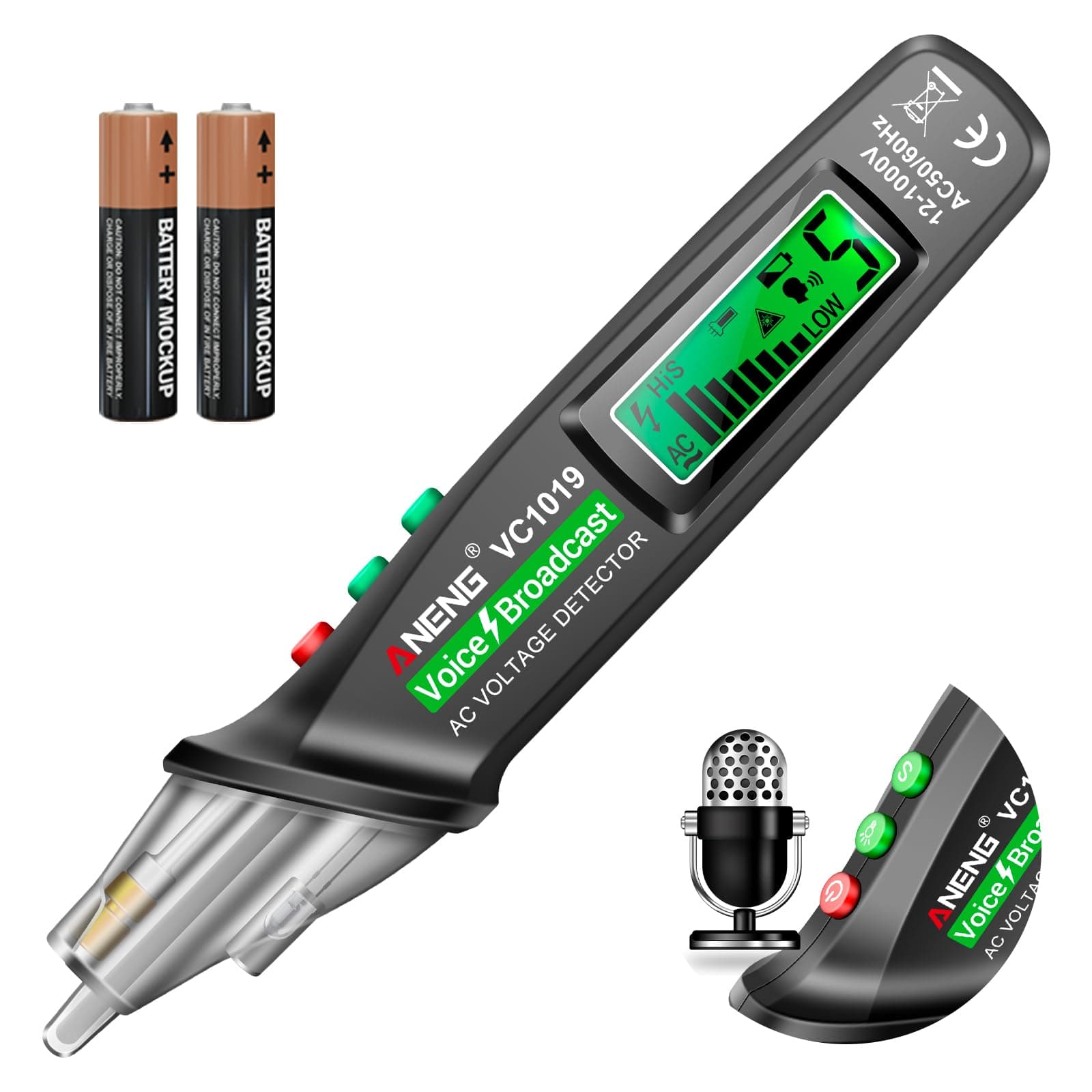 Voice Transmission Contactless Voltage Tester,Power Tool With LCD Display,Flashlight,Pocket Pen Detector,Sound Alarm,Wire Breakpoint Finder