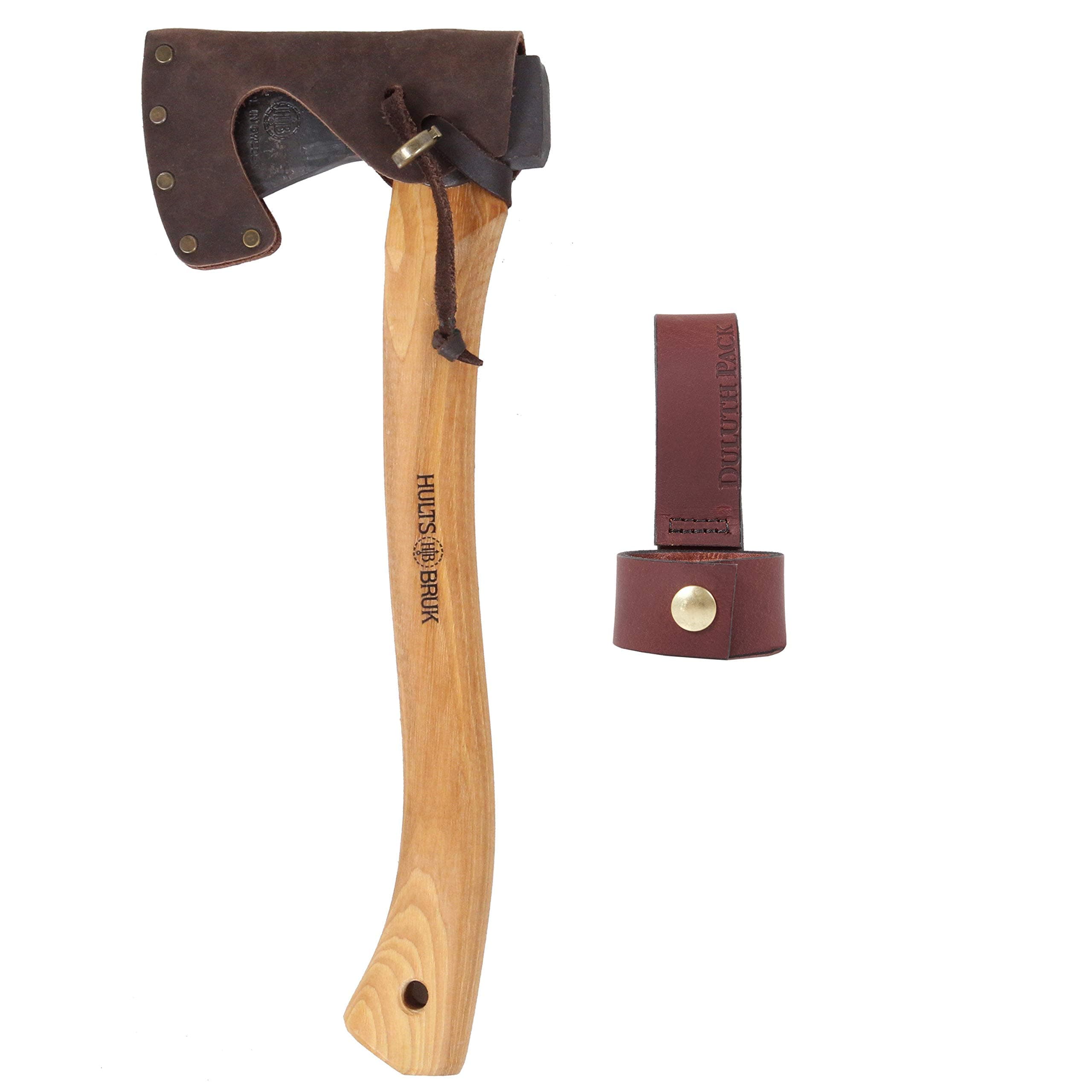 Hults Bruk Almike 16 Inch Hatchet with Sheath and Duluth Pack Axe Holder Bundle