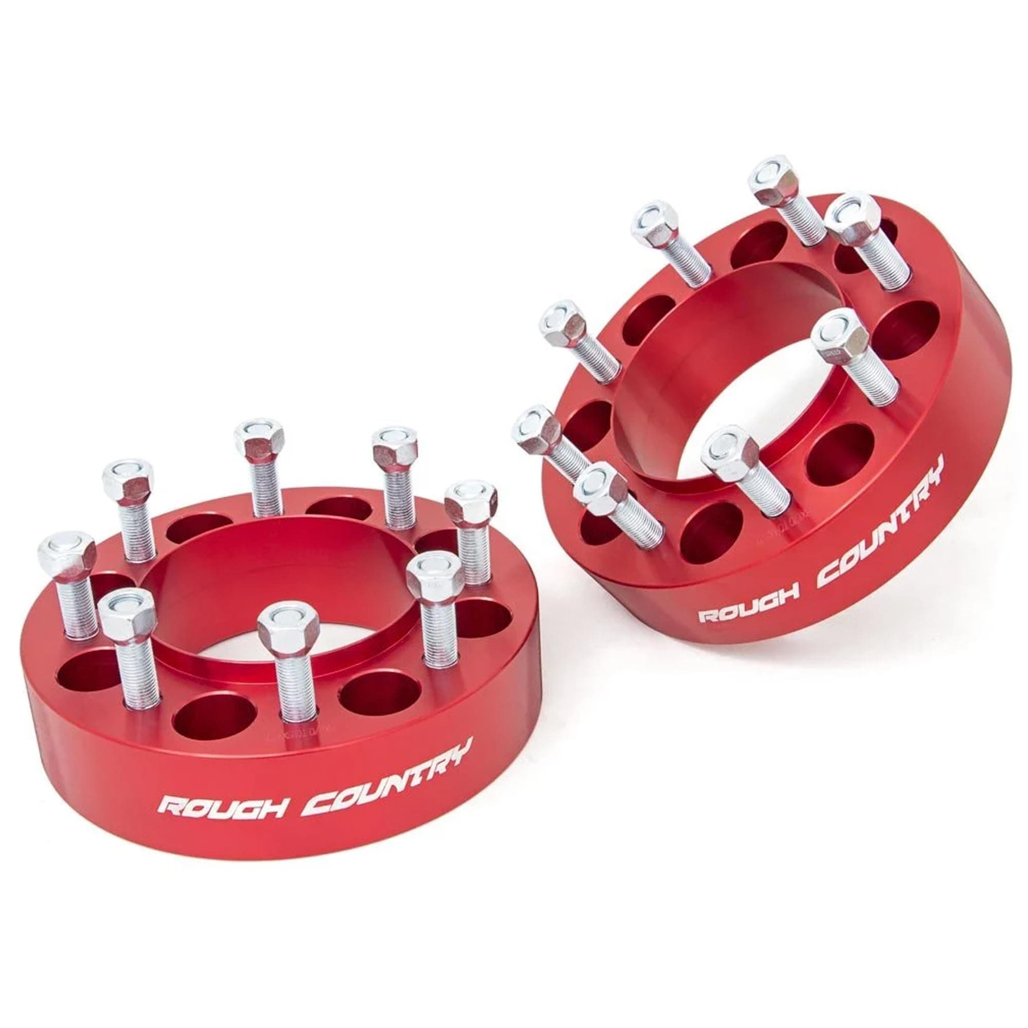 Rough Country 2" Wheel Spacers for Ford F-250/F-350 SuperDuty 4WD (2003-2026) - Fits 8x170mm Bolt Pattern, Anodized Red, 2 PCS