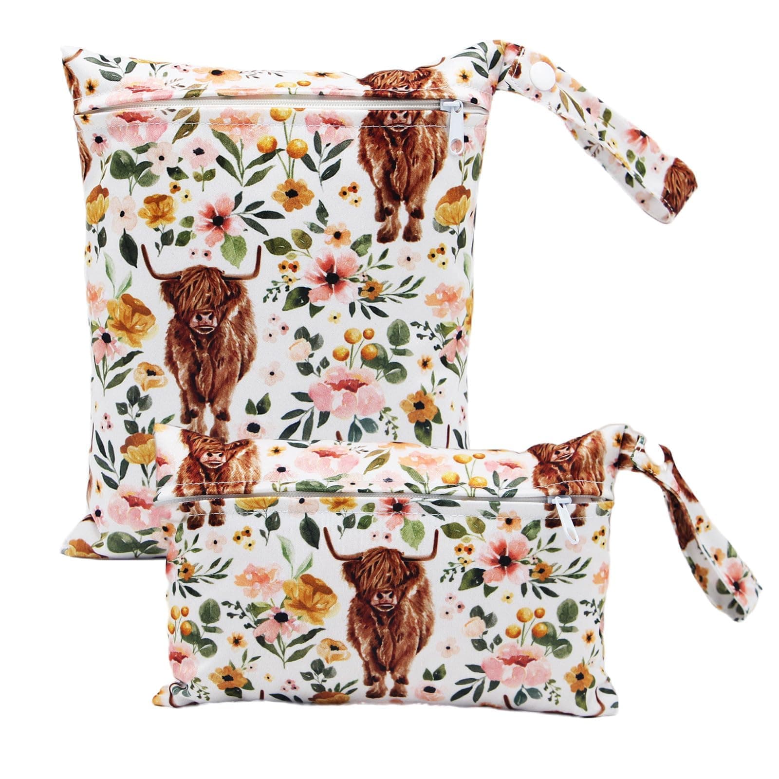 2 Pcs Waterproof Wet Dry Bags for Baby, for Baby Diapers & Breast Pump Parts, Waterproof Reusable Wet Bag with Handle, Beach Pool Gym Bag Stroller Yoga Toiletries Organizer, 7.9"*9.8"/5.9"*8.9"