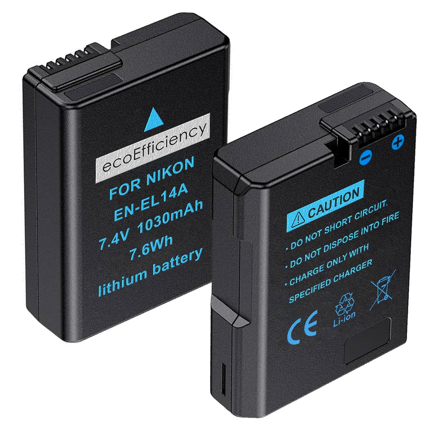 2-Pack of EN-EL14, EN-EL14A Batteries for Nikon D3500, D3100, D3200, D3300, D3400, D5100, D5200, D5300, D5500, D5600, DF, Coolpix P7000, P7100, P7700, P7800 DSLR Cameras