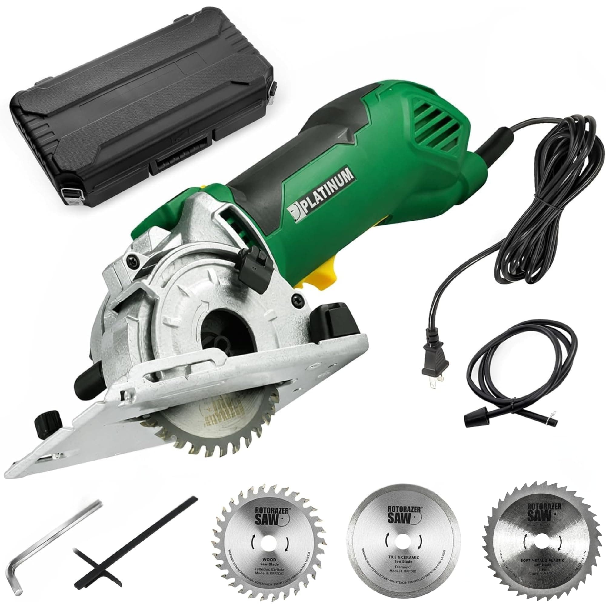 - ROTORAZER SAW Platinum Compact Circular Saw Set - New Model for 2026! Extra Powerful - Deeper Cuts! Cut Drywall, Tile, Grout, Metal, Pipes, PVC, Plastic, and Copper. AS SEEN ON TV! (Green)