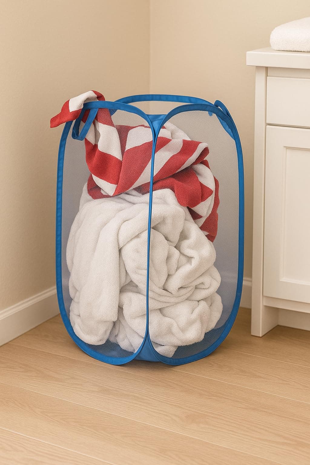 Nylon Mesh Laundry Basket|Sturdy Material & Durable Handles|Netted Lightweight Laundry Bag (Assorted)
