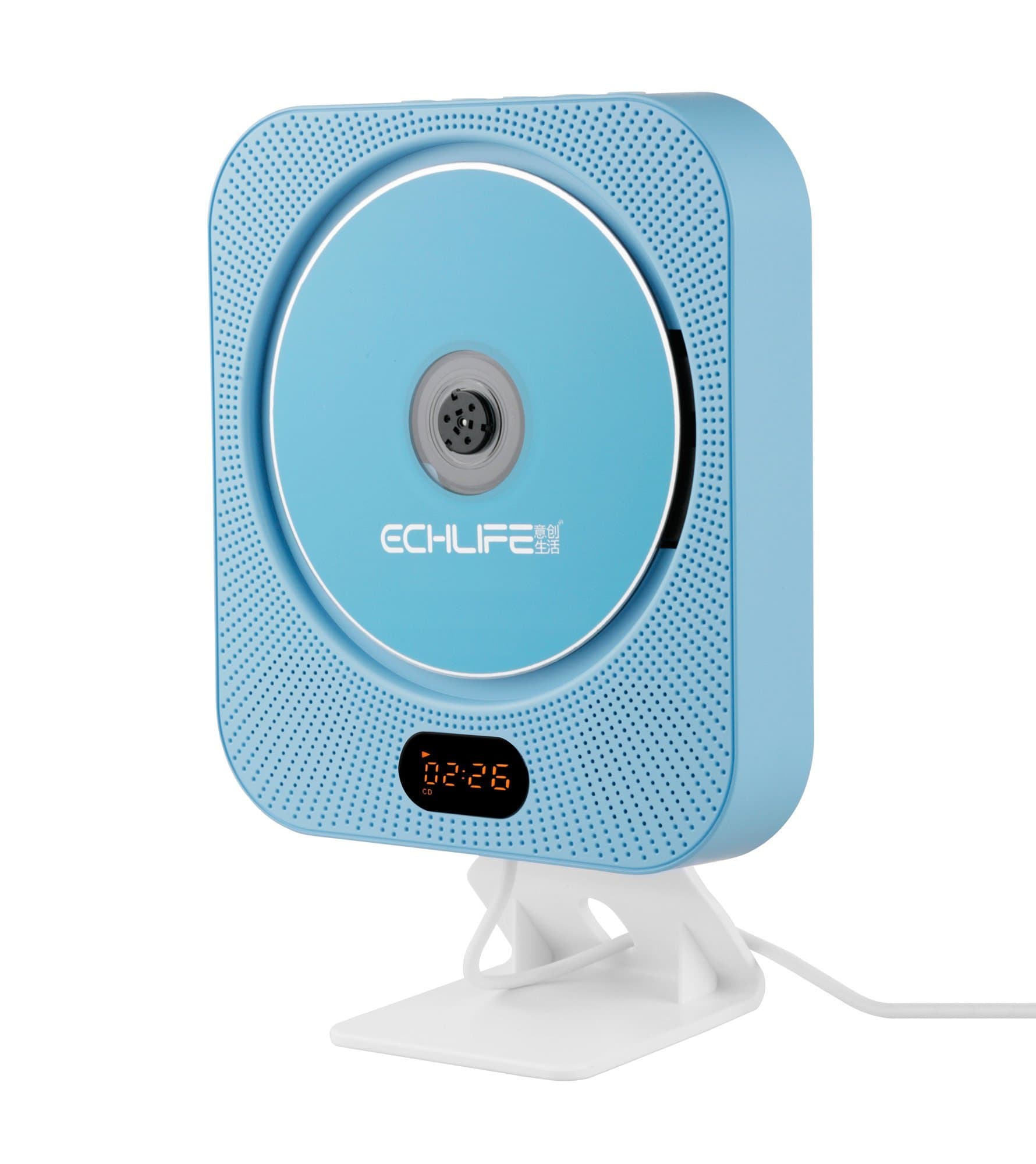 Latest Wall-mounted Bluetooth Hi-Fi CD Music Player with Remote Control, USB and TF Card Input, AUX In and Digital Screen Display - Tenth Generation (Blue)