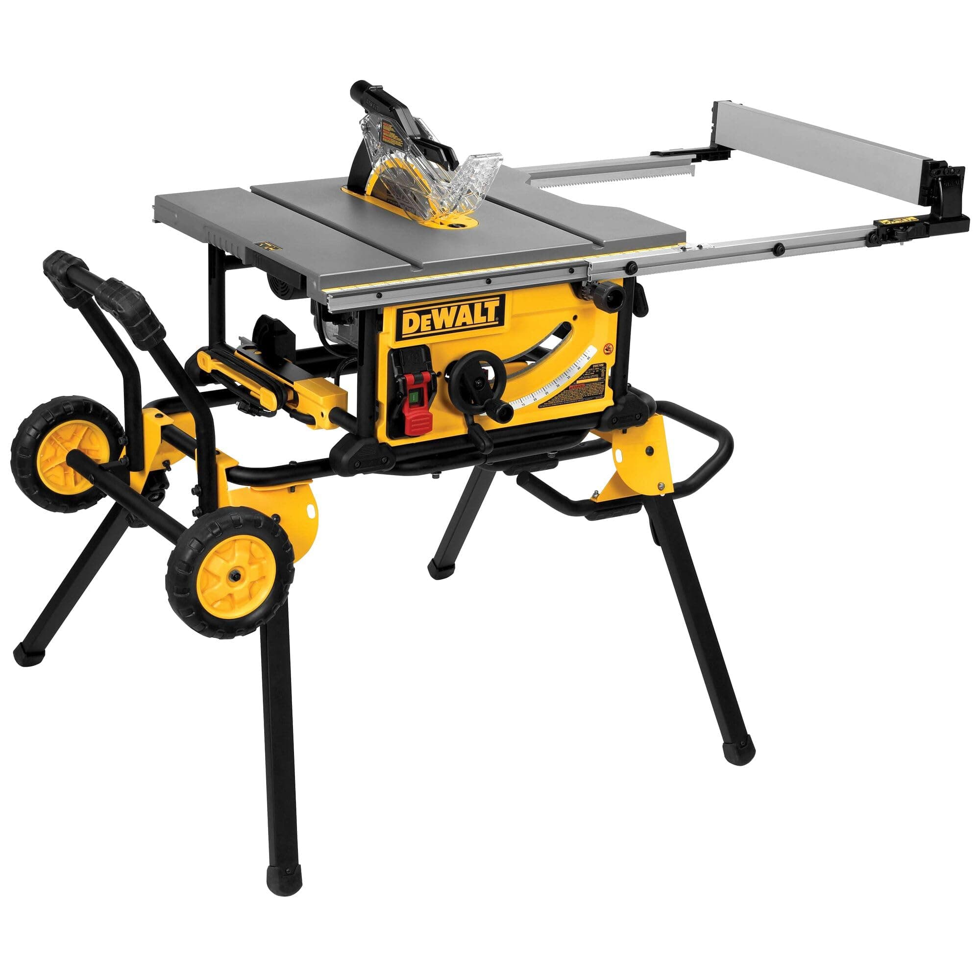 DEWALT Table Saw, 10 Inch, 32-1/2 Inch Rip Capacity, 15 Amp Motor, With Rolling/Collapsible Stand (DWE7491RS)