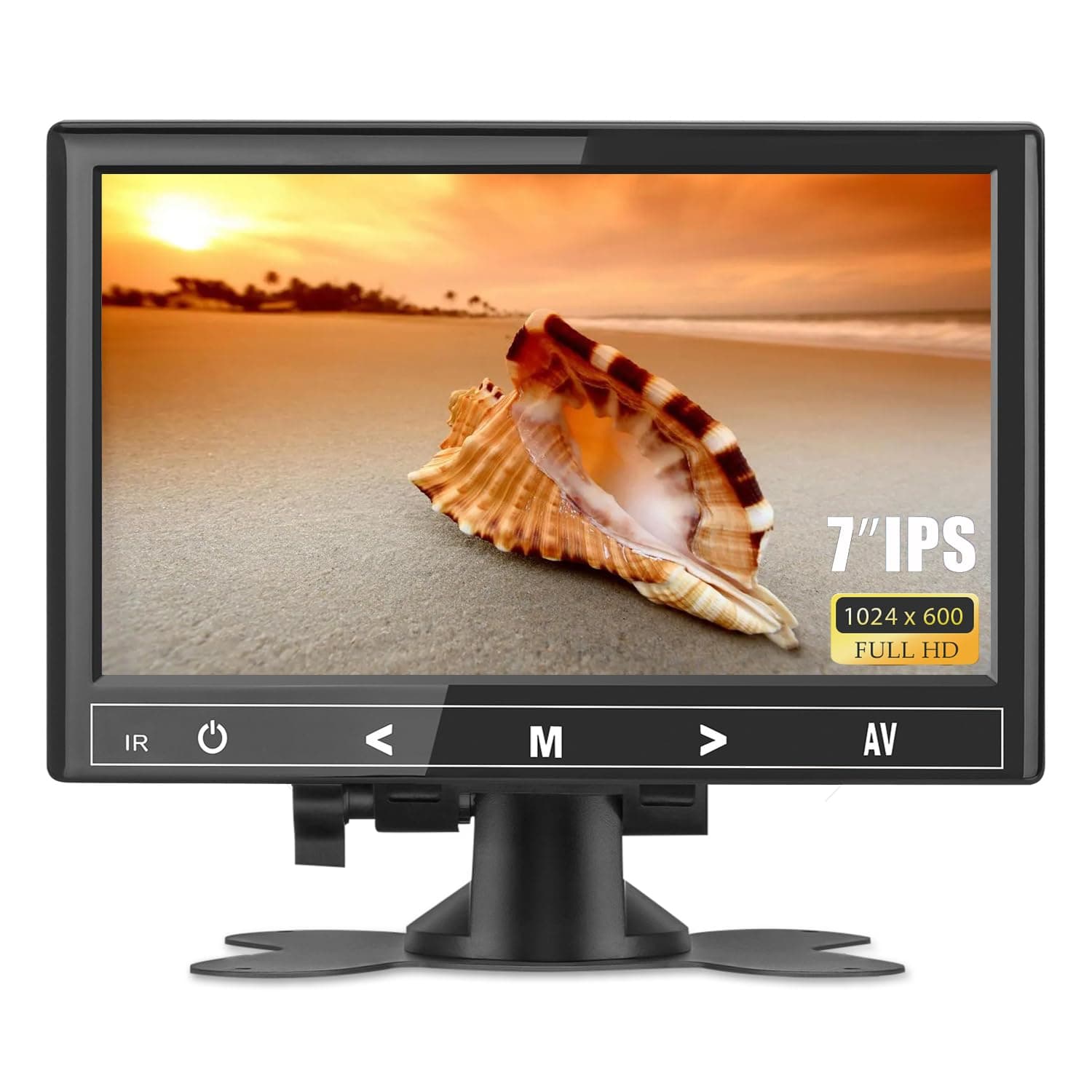 7 inch Mini Monitor, 1024X600 IPS Small HDMI Monitor VGA AV for PC/CCTV/Raspberry PI/Security Camera/Gaming, Build in Speakers & Earphone Jack, with Remote Control