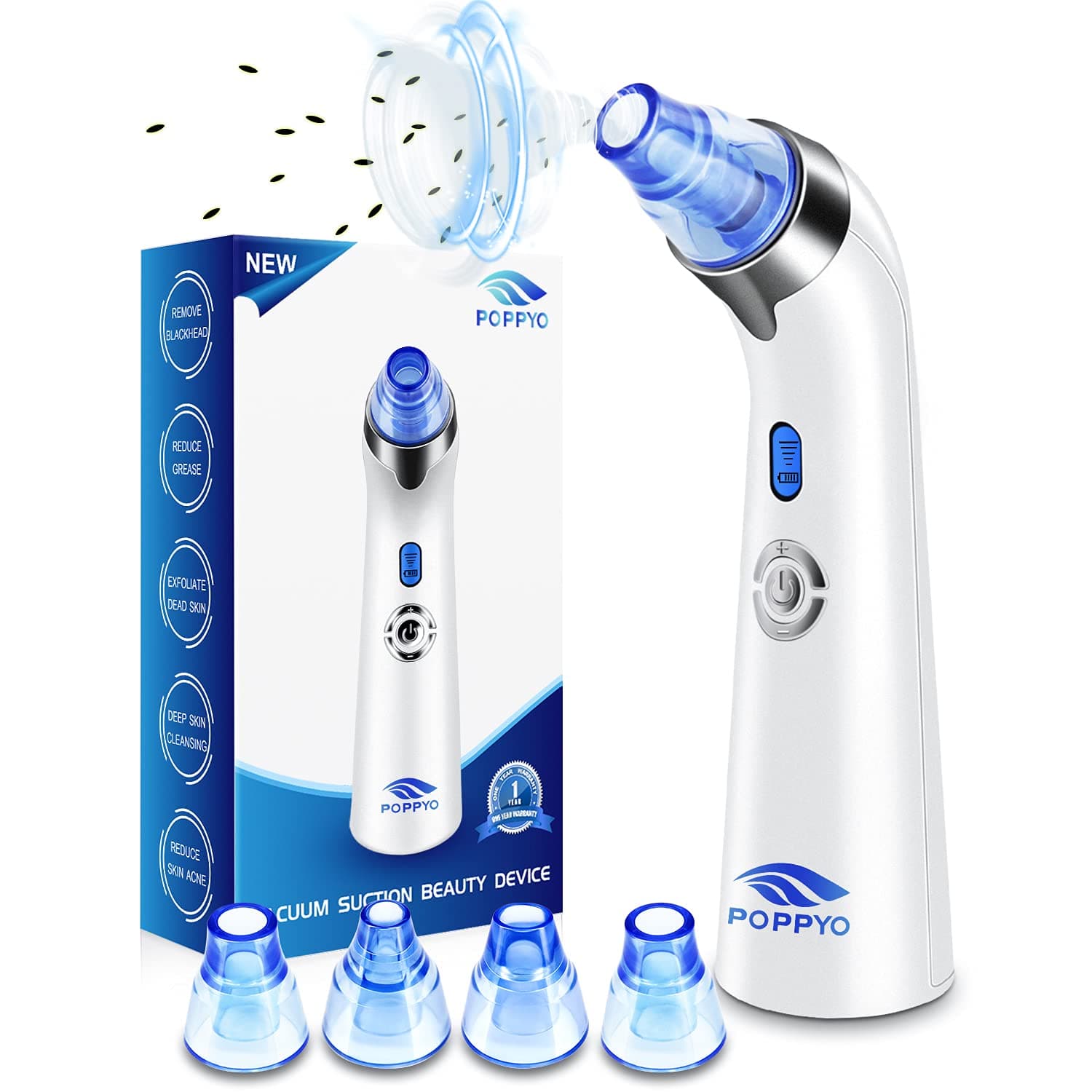Blackhead Remover Vacuum, POPPYO Blackhead Pore Vacuum, Electric Facial Blackhead & Blemish Removers Cleaner for Women