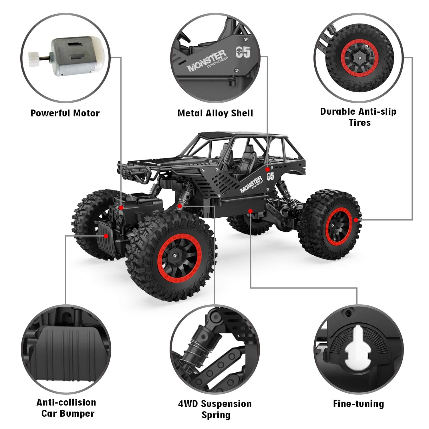 Remote Control Cars 1:14 - RC Crawler Car Toy Gift for Boys Girls Kids Age 6-12 and Adults, 4WD Off-Road All Terrains Monster Truck Vehicle Toys