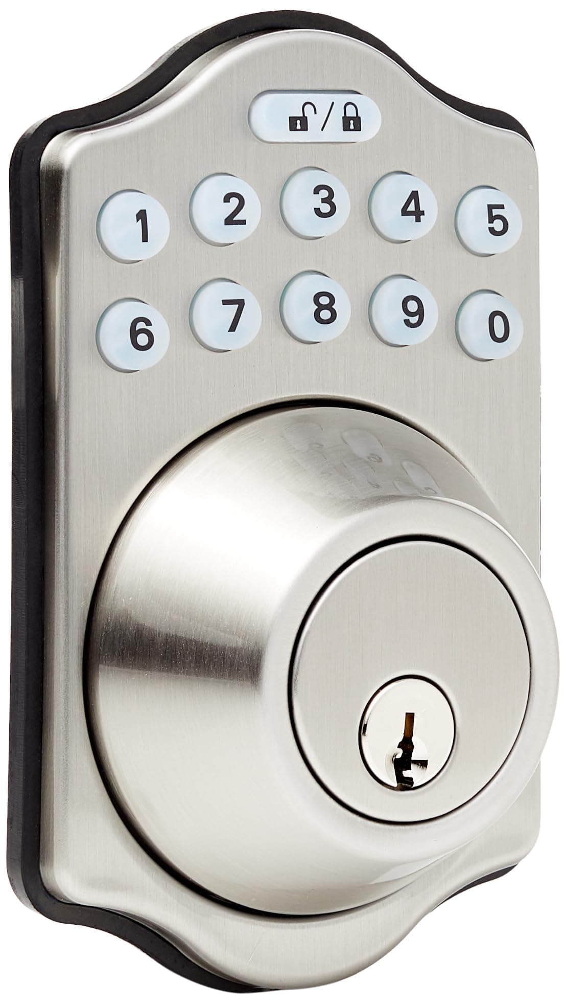 Traditional Electronic Keyless Keypad Deadbolt Door Lock, keyless Entry Door Lock, Keyed Entry Option, 1-Pack, Satin Nickel