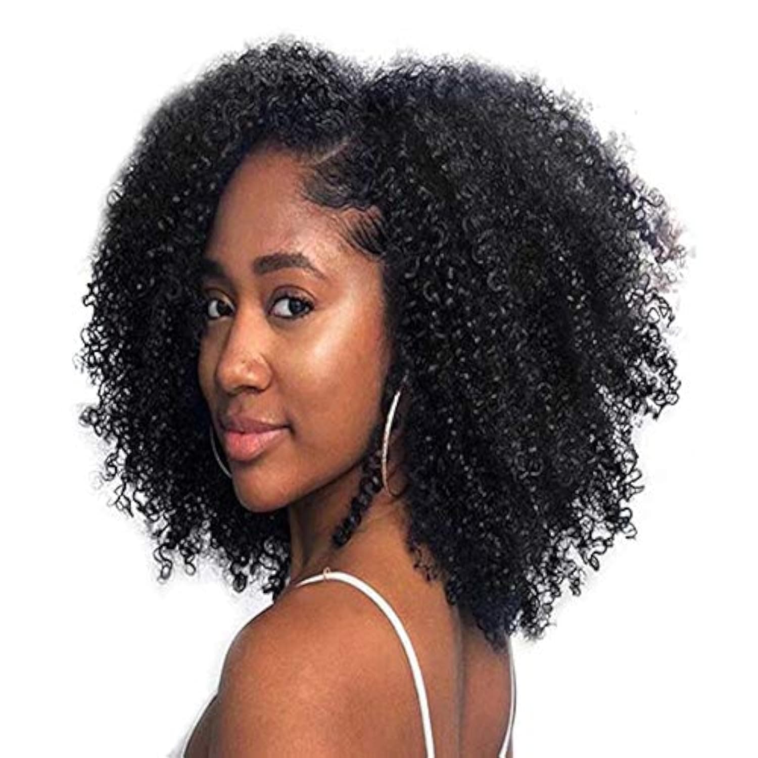 Hair Mongolian Afro Kinky Curly Clip In Hair Extensions Afro Kinky-curly Human Hair Clip Ins 4C Mongolian Virgin Remy Human Hair (18inch, natural black)
