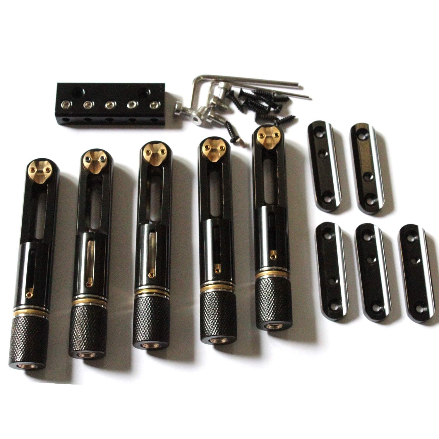 One set 5 strings black single headless bass bridge