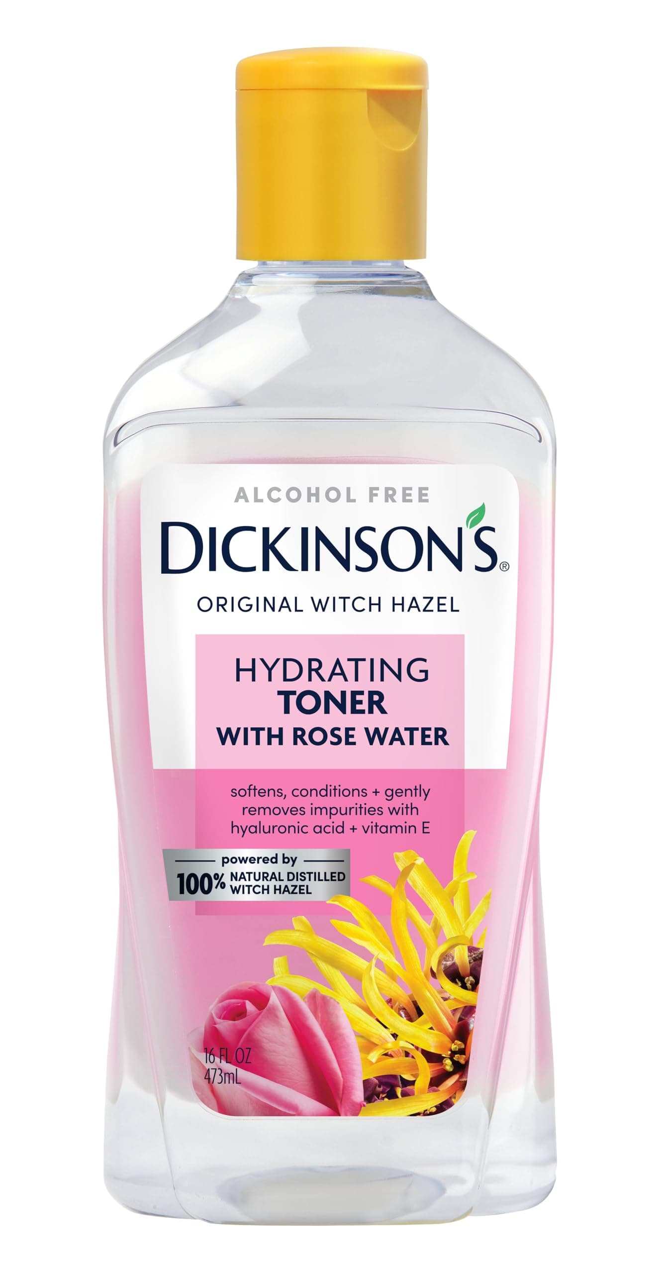 Dickinson's Enhanced Witch Hazel Hydrating Toner with Rosewater, Alcohol Free, 98% Natural Formula, 16 Fl. Oz.