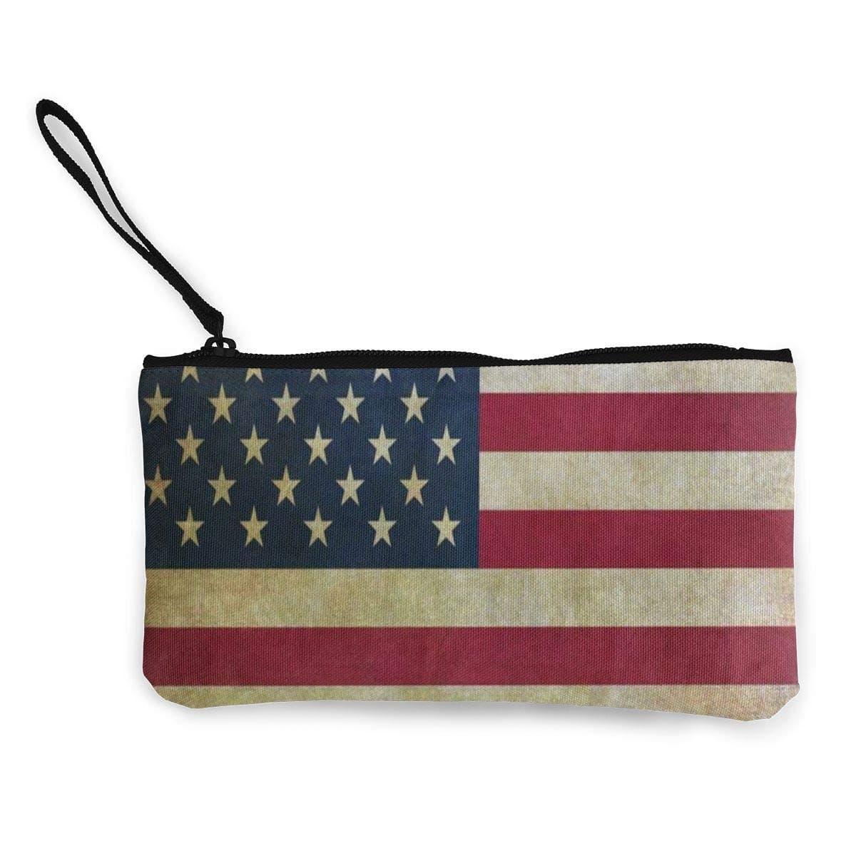Canvas Coin Purse Vintage American Flag Customs Zipper Pouch Wallet For Cash Bank Car Passport