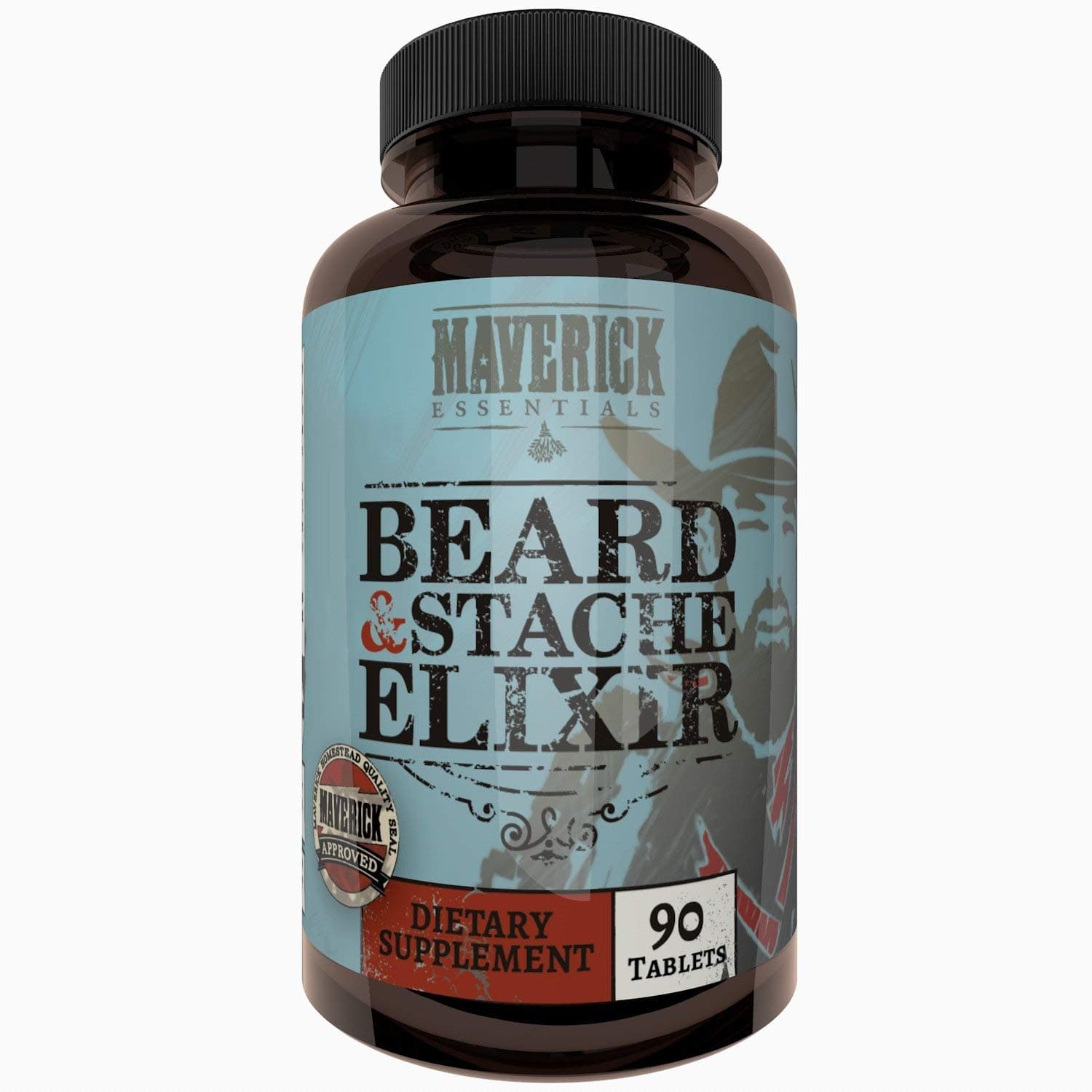 Maverick Essentials Beard + Mustache Elixer - 90 Count - Thicker, Fuller, Faster Hair Growth Supplement