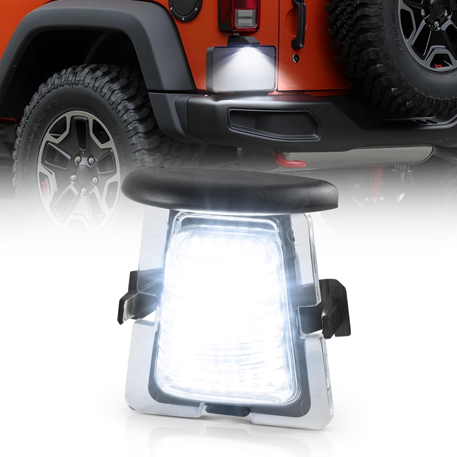 LED License Plate Light Tag Lights Compatible with Jeep Wrangler JK 2007-2018 Rear Tag Lamp Replacement Assembly 1-Piece