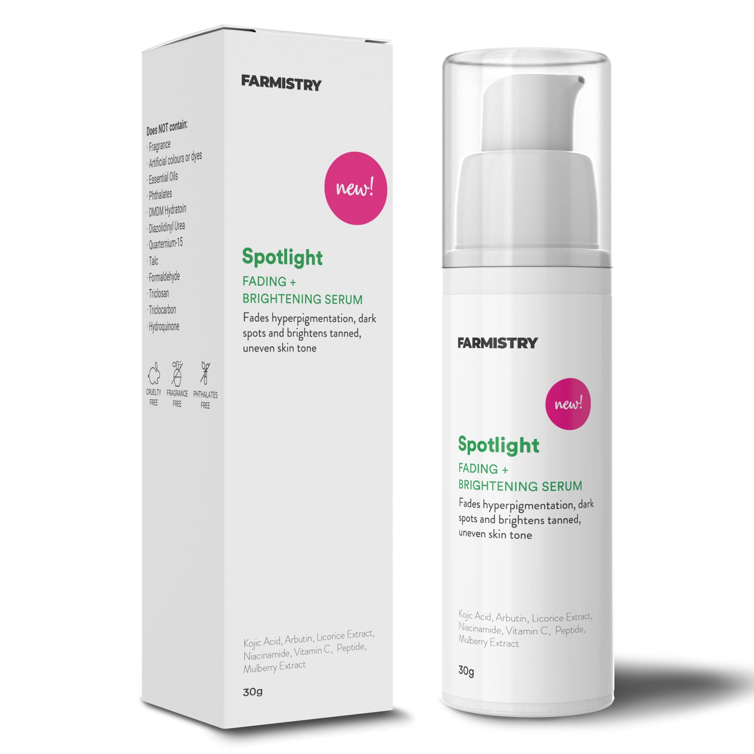 Spotlight Fading + Brightening Face Serum | Reduce Dark Spots, Acne Marks, Hyperpigmentation, Blemishes, & Tanning | Alpha Arbutin, Vitamin-C Serum, Kojic Acid, Peptide, Niacinamide, Licori