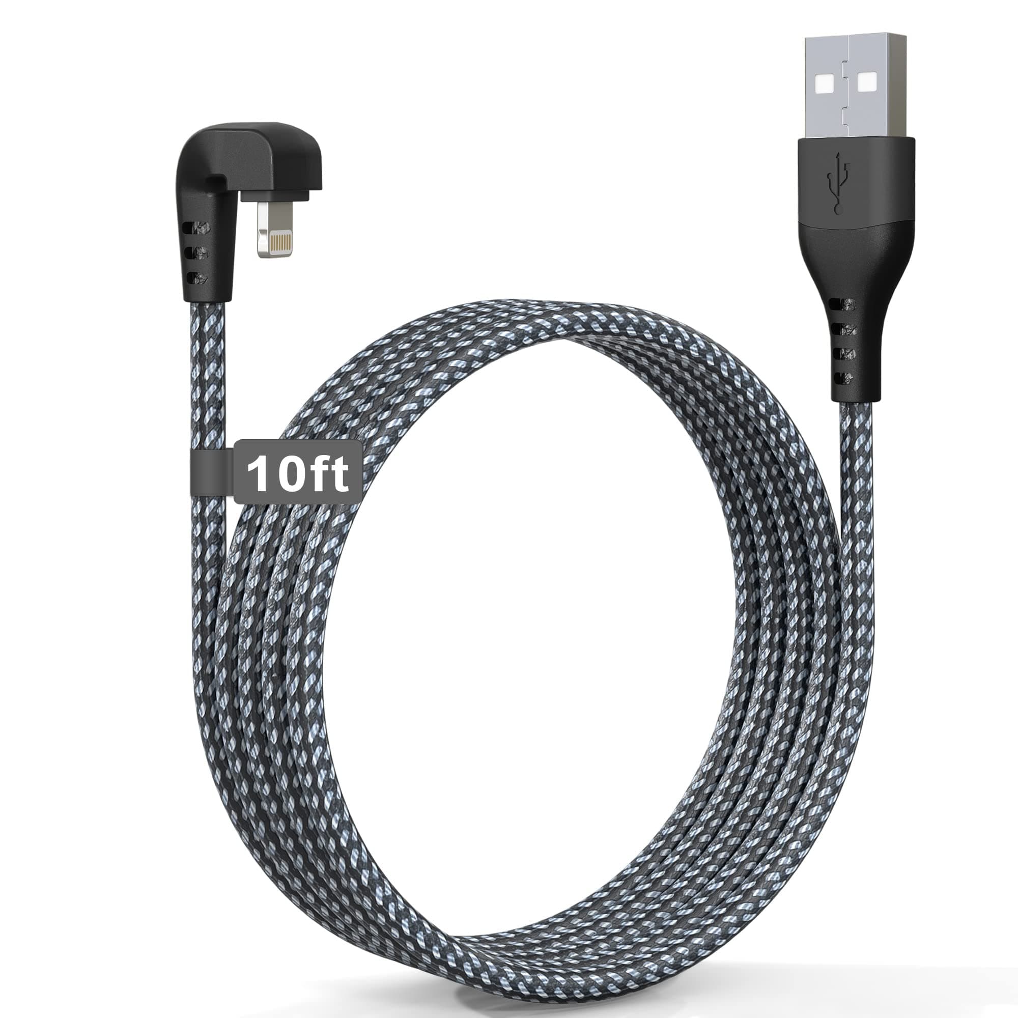 90 Degree iPhone Charger 10 ft [Apple MFi Certified] U-Shaped Design for Gaming, Right Angle Lightning Cable 2.4A Fast Charge Long iPhone Charger Cord 10 ft with Data Transmission for iPhone/Pad/Pod