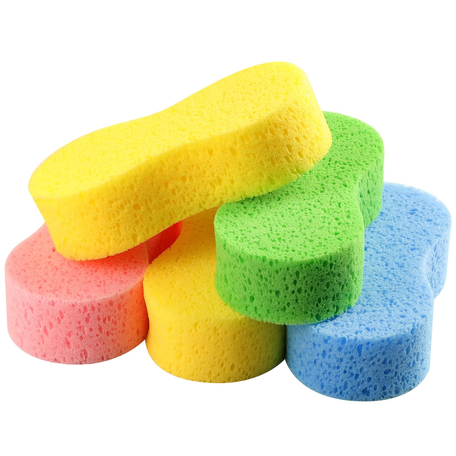 Temede 5-Pack Car Wash Sponges, 9.1" x 4.3" x 2.4" Large Sponges, Extra Thick Foam Kit for All-Purpose Cleaning, Ideal Washing Sponges for Kitchen, Bathroom, Household
