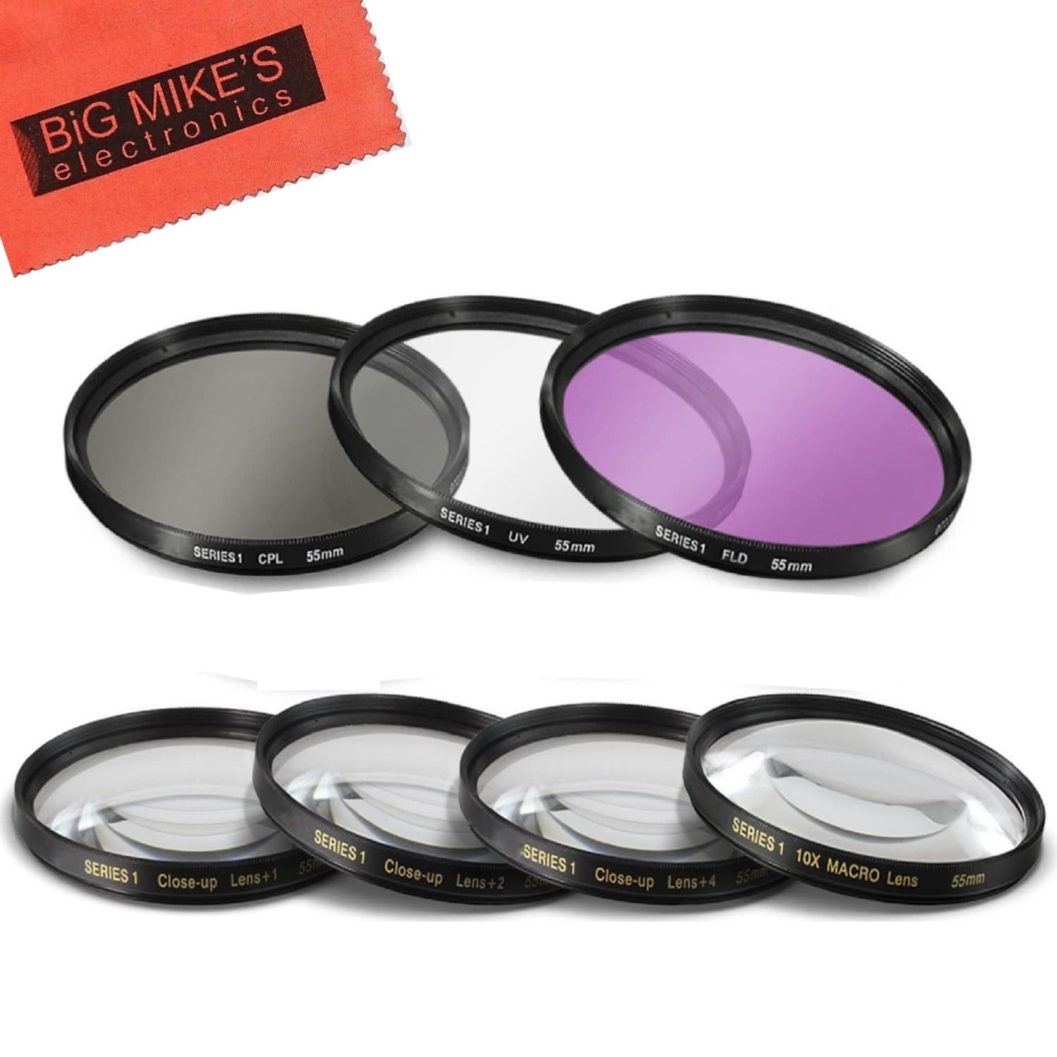55mm Multi-Coated 7 Piece Filter Set Includes 3 PC Filter Kit (UV-CPL-FLD-) And 4 PC Close Up Filter Set (+1+2+4+10) For Sony Alpha SLT-A33, A35, A55, A58, A65, A77, A99, A3000, A5000, A5100, A6000, DSLR330L, A7, A7II, A7R, A7S, NEX-5T, NEX-6, NEX-7K, NEX-3N, NEX-F3 Digital SLR Cameras Which Has Any Of These Sony Lenses 16-70mm, 18-55mm A-Mount, 18-70mm, 28-70mm, 55-200mm, 35mm f/1.4G A-MOUNT, 35mm f/1.8 A-MOUNT, 50mm f/1.4, 50mm f/2.8, 85mm f/2.8, 100mm f/2.8