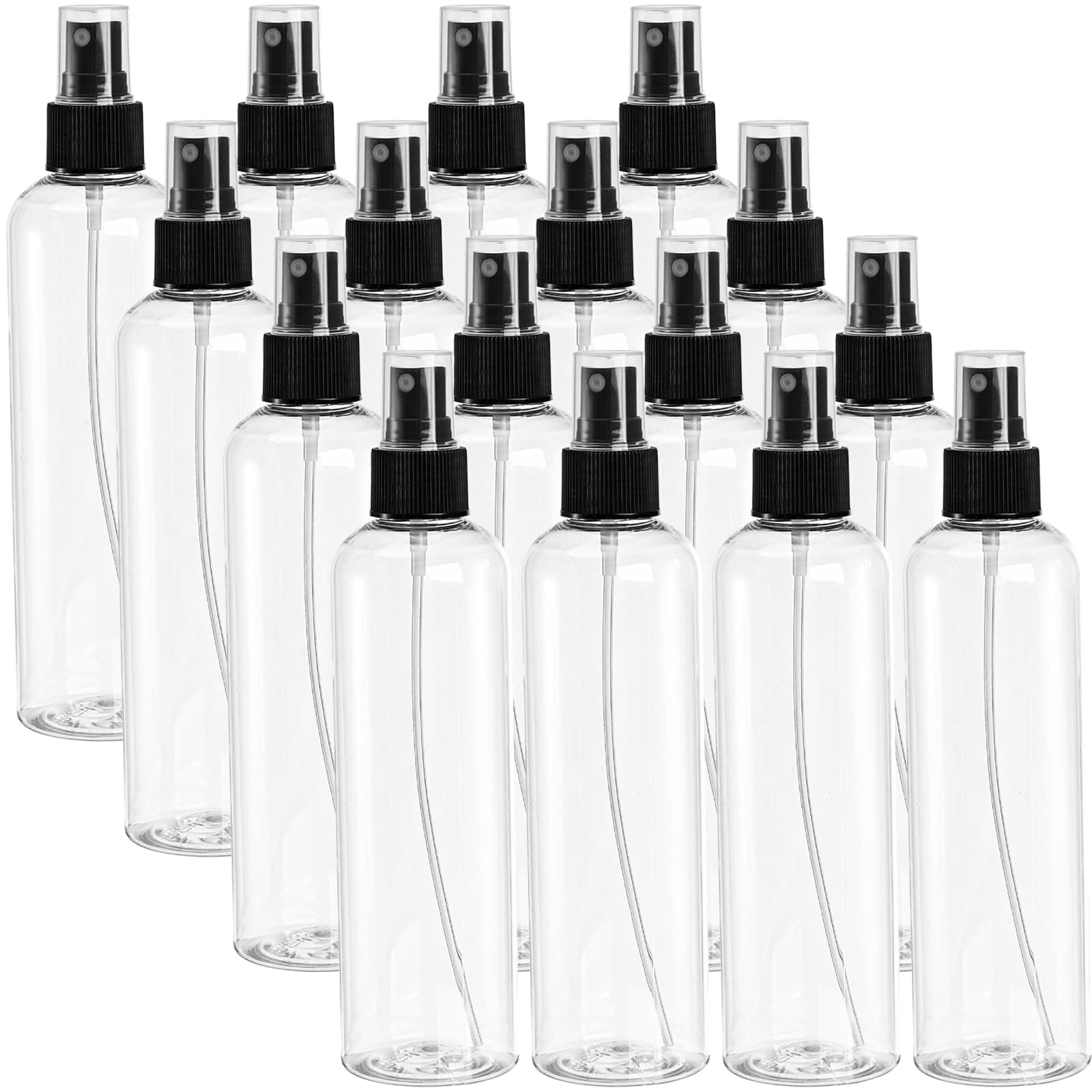 Bekith 16 Pack 8 oz Plastic Spray Bottles, Clear Empty Fine Mist Sprayer Bottles with Pump Spray Cap for Essential Oils, Travel, Perfumes