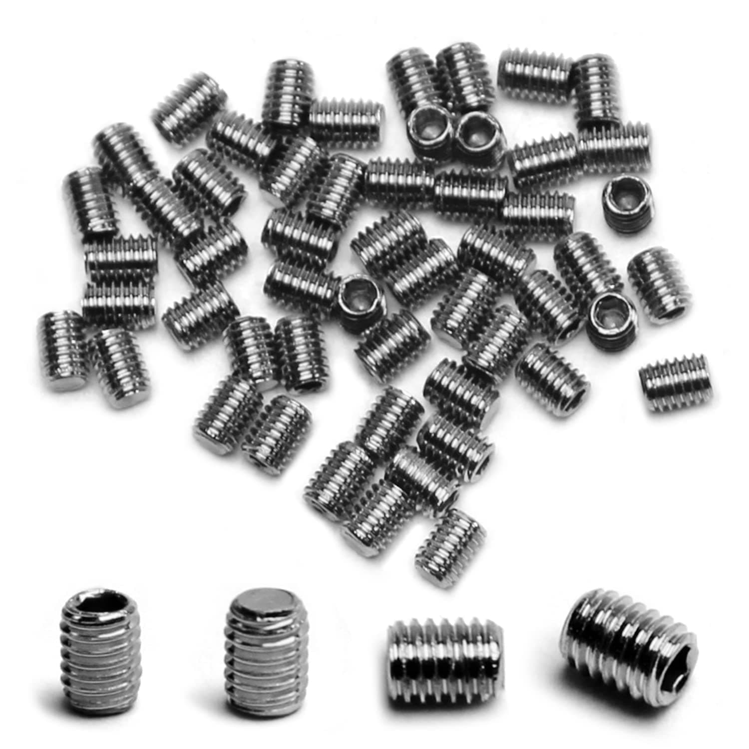 MroMax 50Pcs M3 x 4mm Flat Set Screw, 304 Stainless Steel Internal Hex Allen Head Drive Cup Point Set Screws Silver Socket Grub Screws for Towel Rack Door Knob