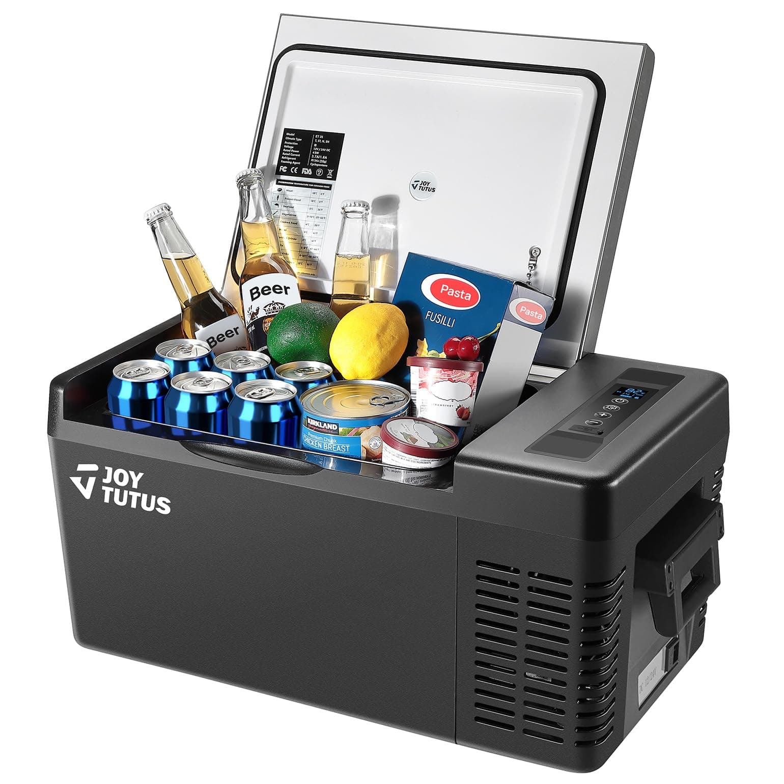 JOYTUTUS 12 Volt Refrigerator, 19 Quart / 18L Portable Refrigerator Freezer,Car Fridge With 12/24V DC Cord and 110V AC Adapter, Electric Cooler for Camping, Road Trip, RV, Vehicle, Truck, Van