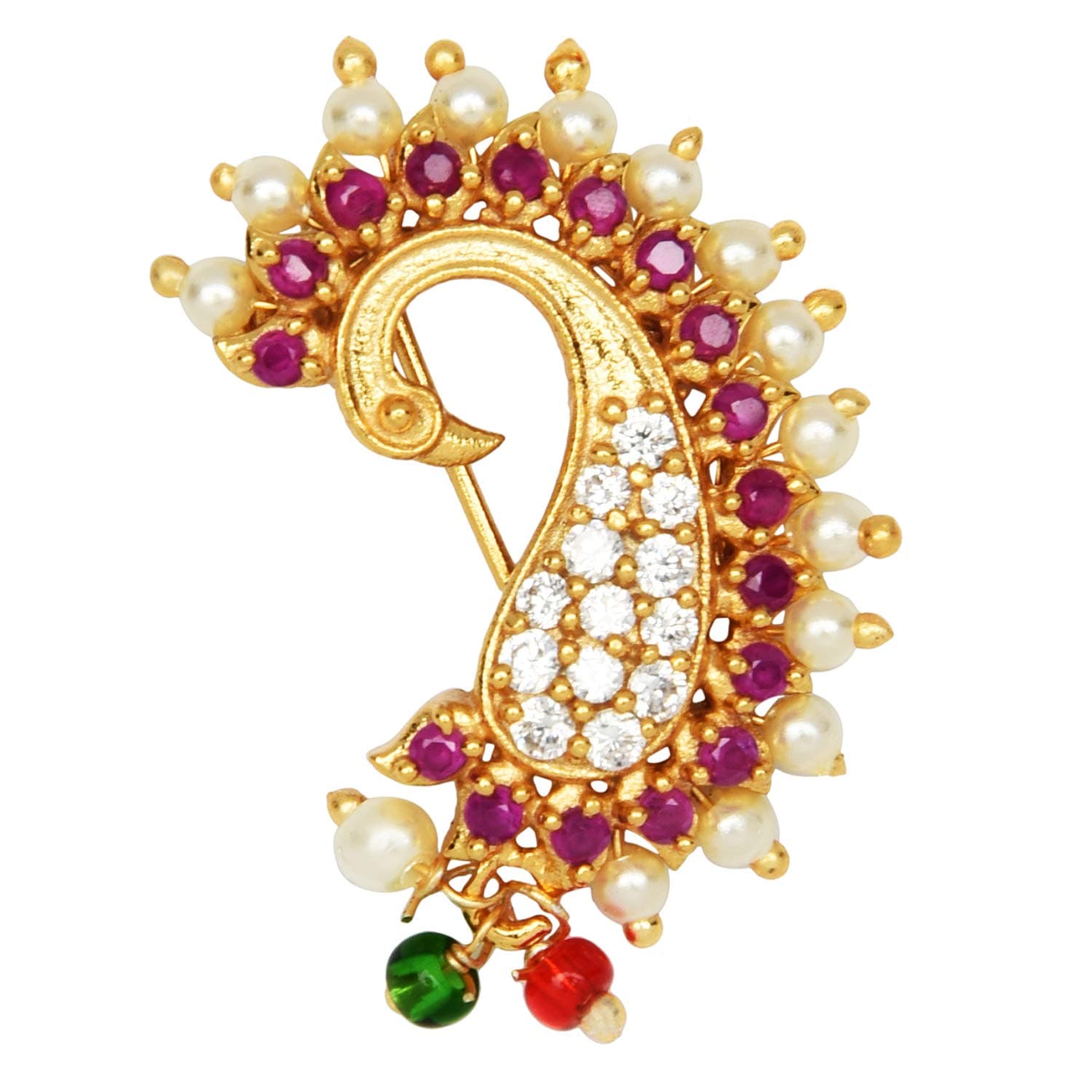 Multi Color Banu Nath Brass Nose Ring