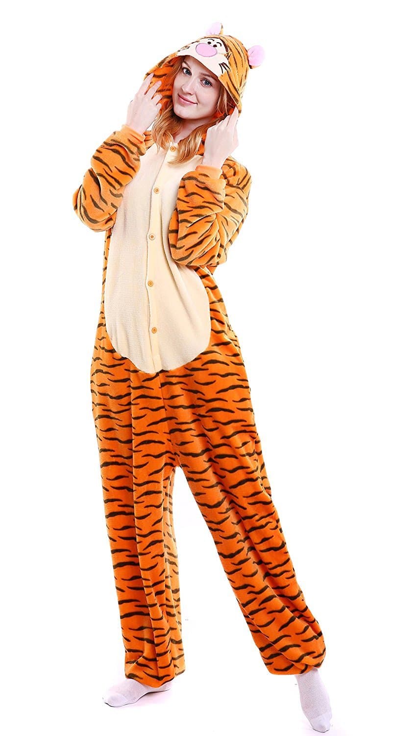 YACHUN Adult Unicorn Pajamas Animal Costume Cosplay Onesie Halloween Gift Tigger XL