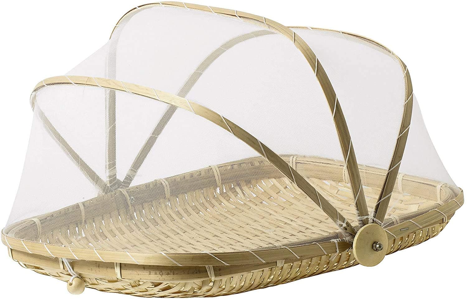 13 inch Covered Rectangular Bamboo Serving Food Tent Basket