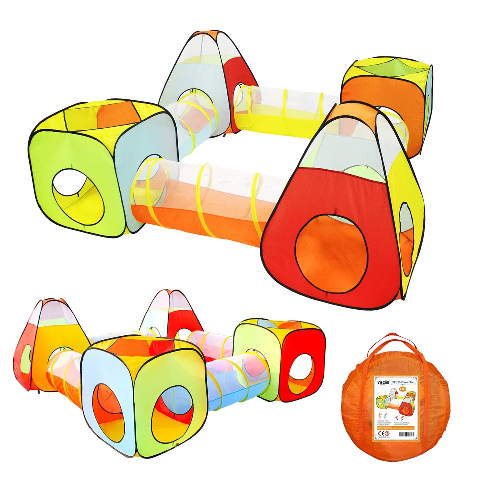 8pc Children Play Tent and Tunnel, Indoor & Outdoor Child Pop up Tent with Tunnels Playhouse