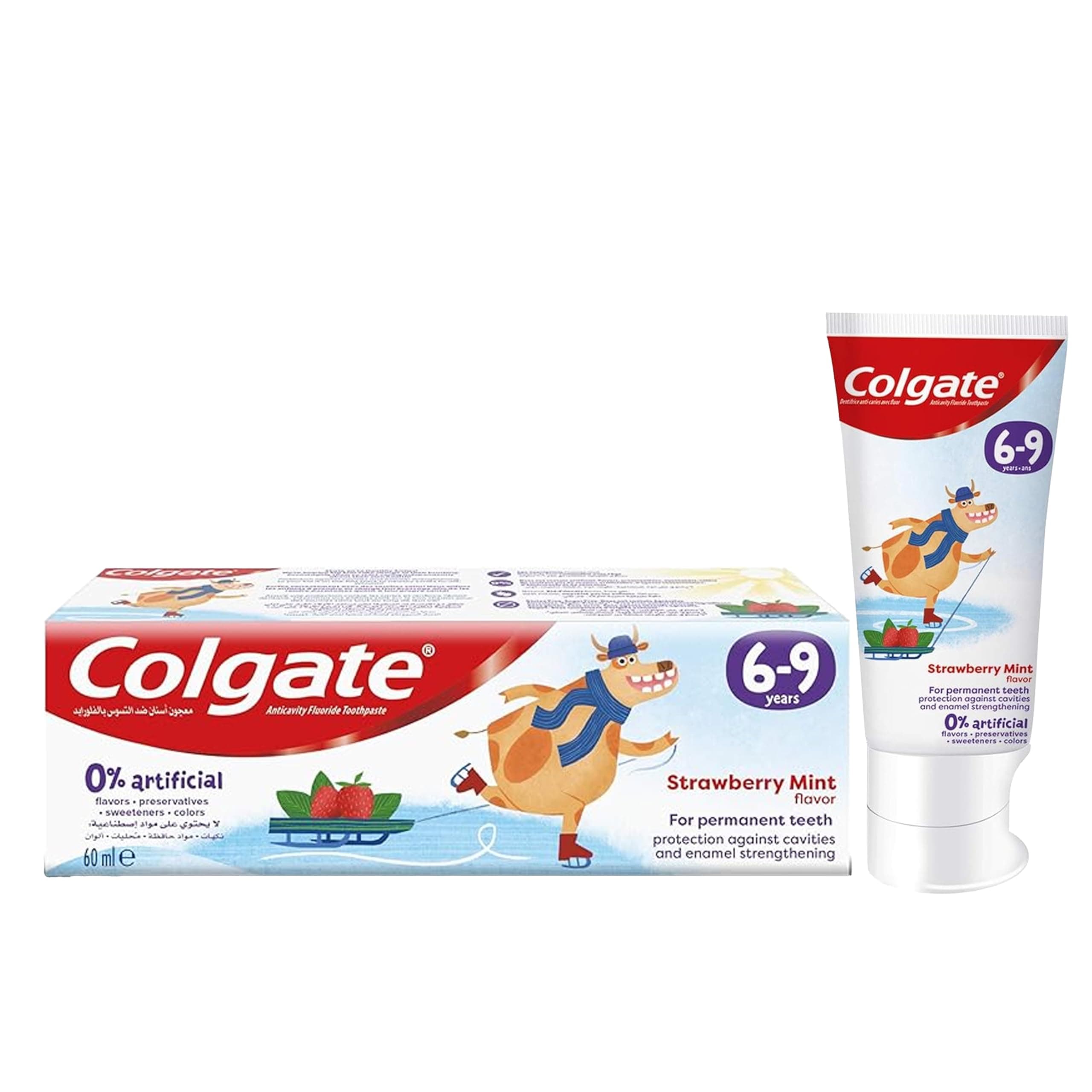 Colgate Toothpaste 6-9 Strawberry Mint Flavor Kids Toothpaste With Fluoride Gel, 60ml, 1 Pack