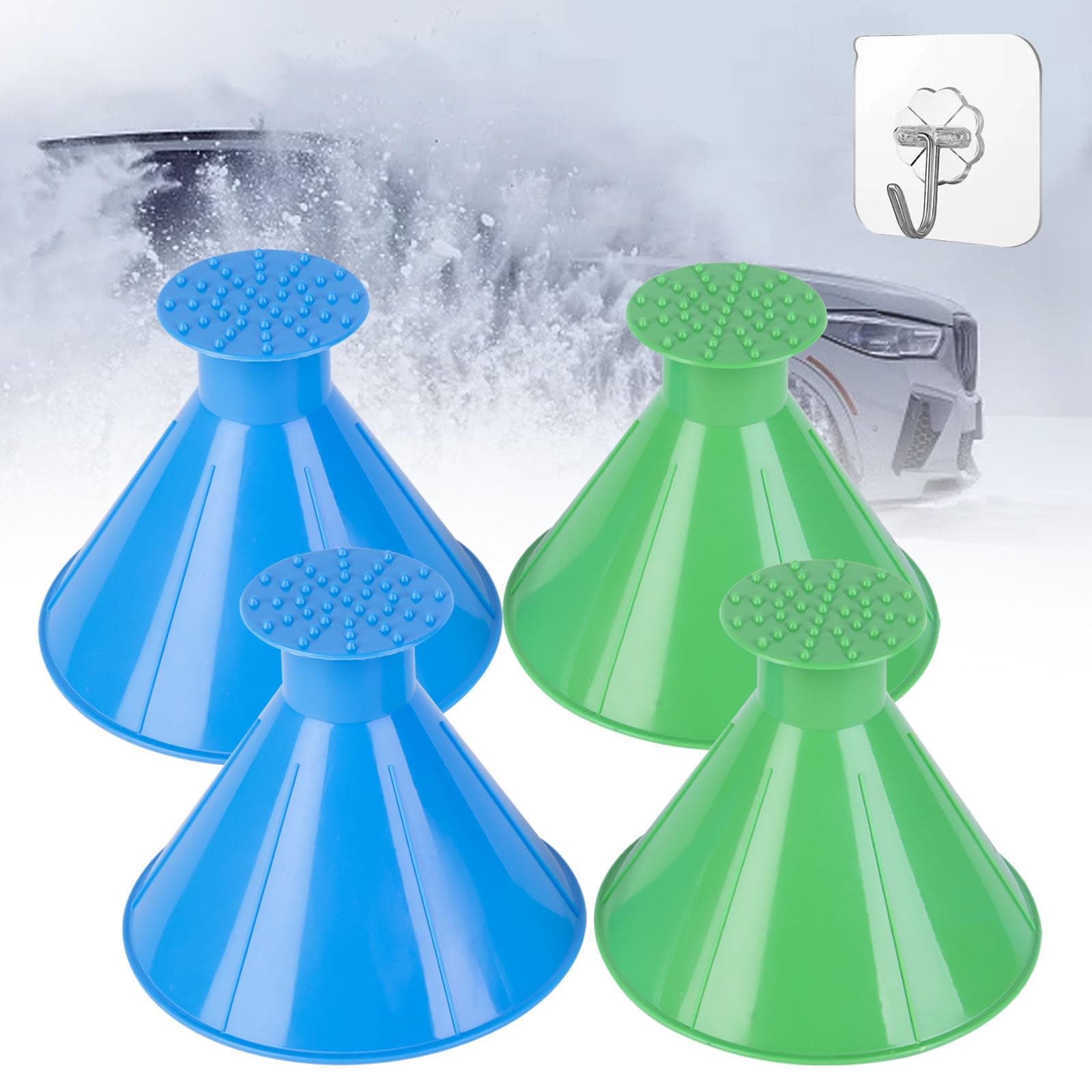 Ice Scrapers for Car Windshield,4 PCS Magical Car Ice Scraper,Snow Scraper for Car,2 in 1 Multifunctional Cone-Shaped Magical Ice Scrapers for Car Windshield,Windshield Scraper for Ice and Snow,4 in