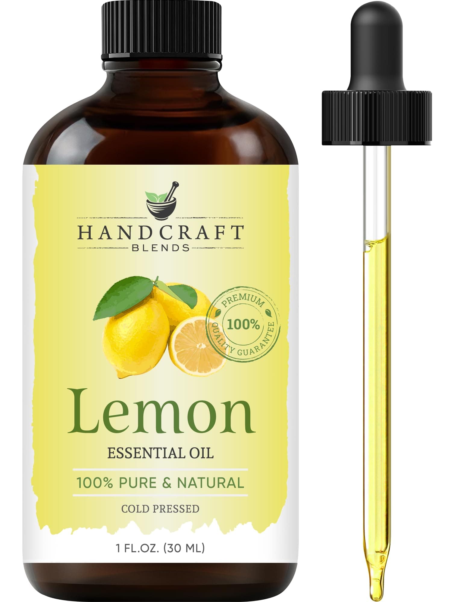 Handcraft Blends Lemon Essential Oil – 1 Fl Oz – 100% Pure and Natural – Premium Grade Essential Oil for Diffuser and Aromatherapy, Skin, Massage, Candle and Soap Making Fragrance