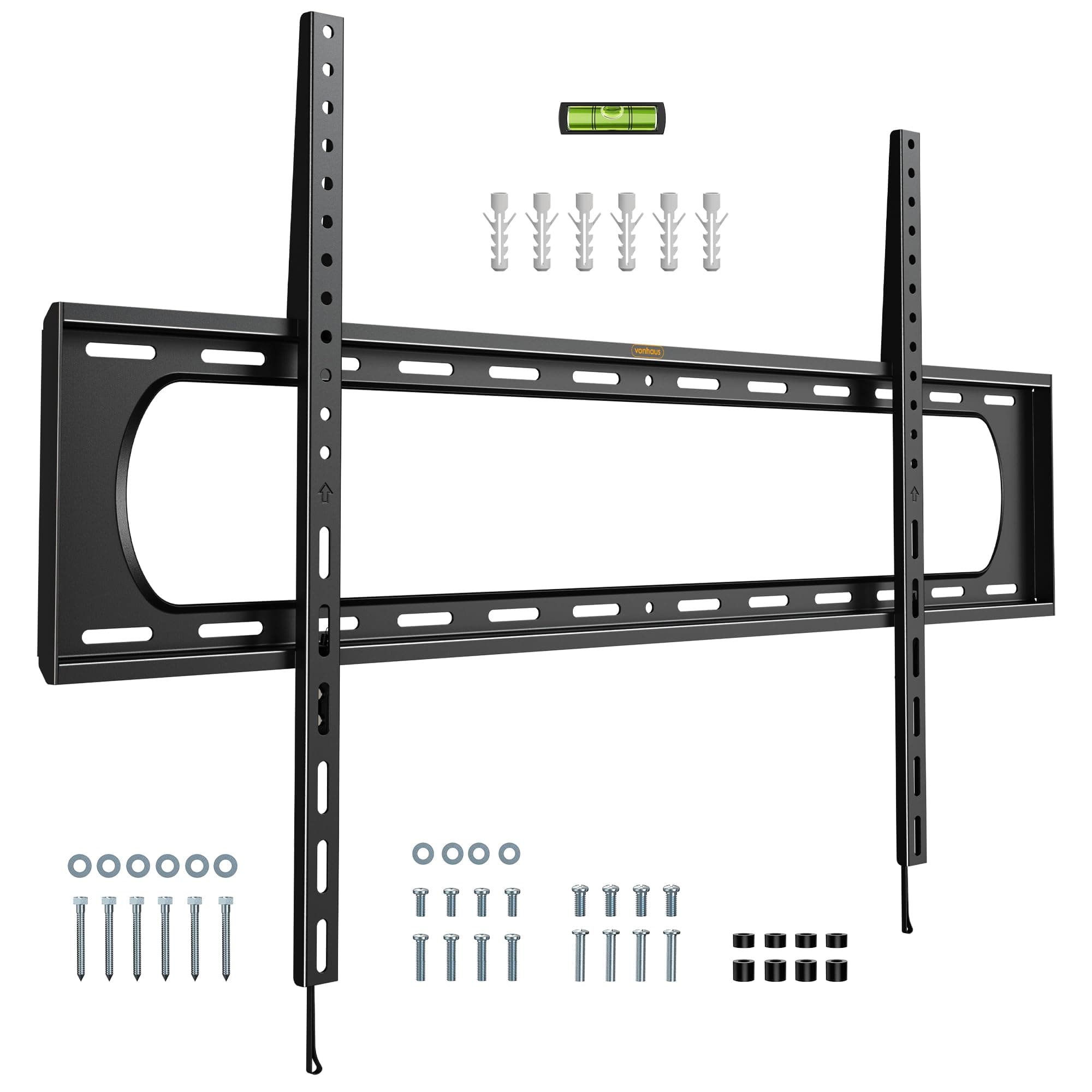 VonHaus TV Wall Bracket for 60-120" Screens, Ultra-Slim TV Bracket with Spirit Level, Flat to Wall Mount, 120kg Capacity, Max VESA: 900x600mm